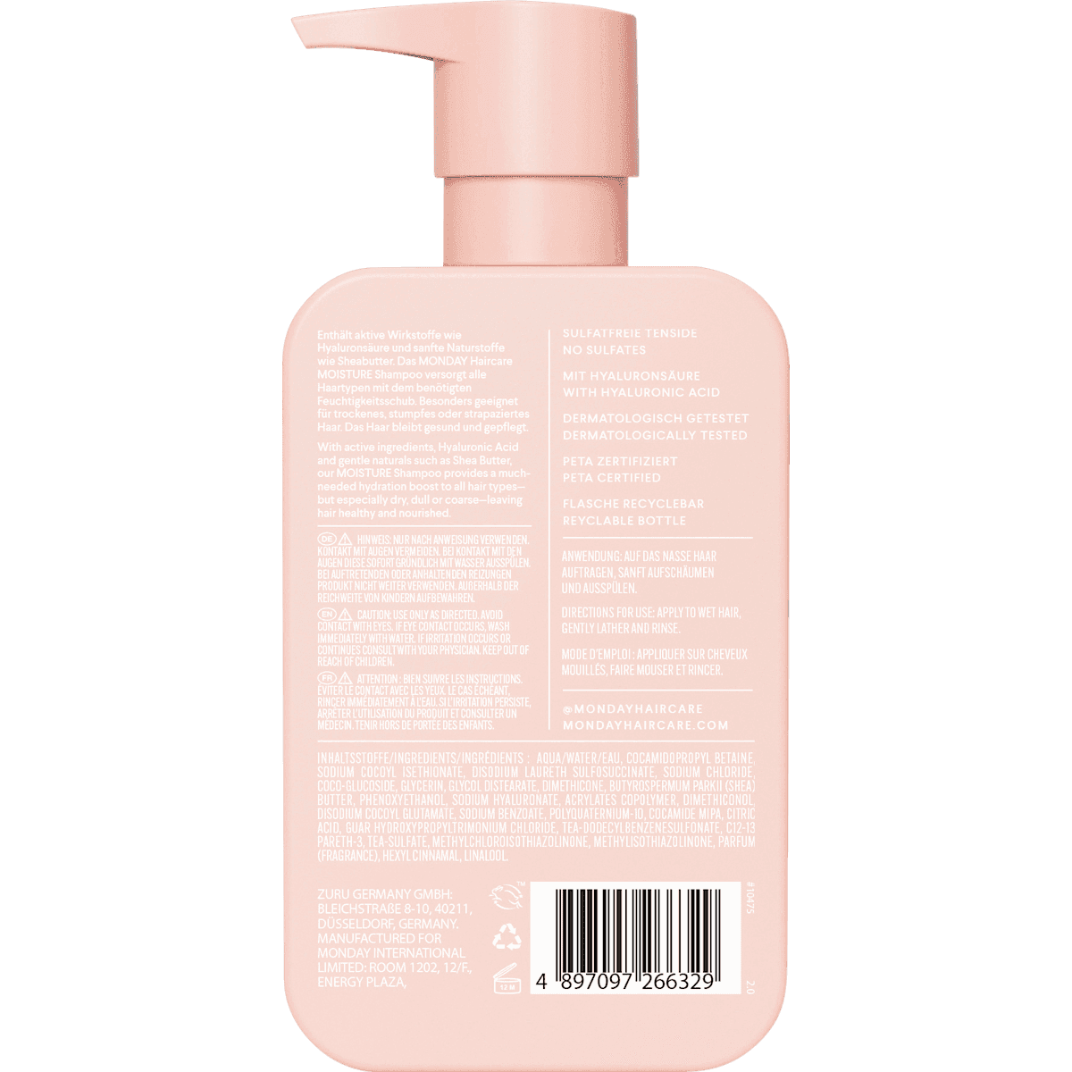 MONDAY Shampooing Moisture hydratation, 354 ml (MONDAY Shampoo Moisture Feuchtigkeit, 354 ml) — منتج ألماني أصلي في المغرب