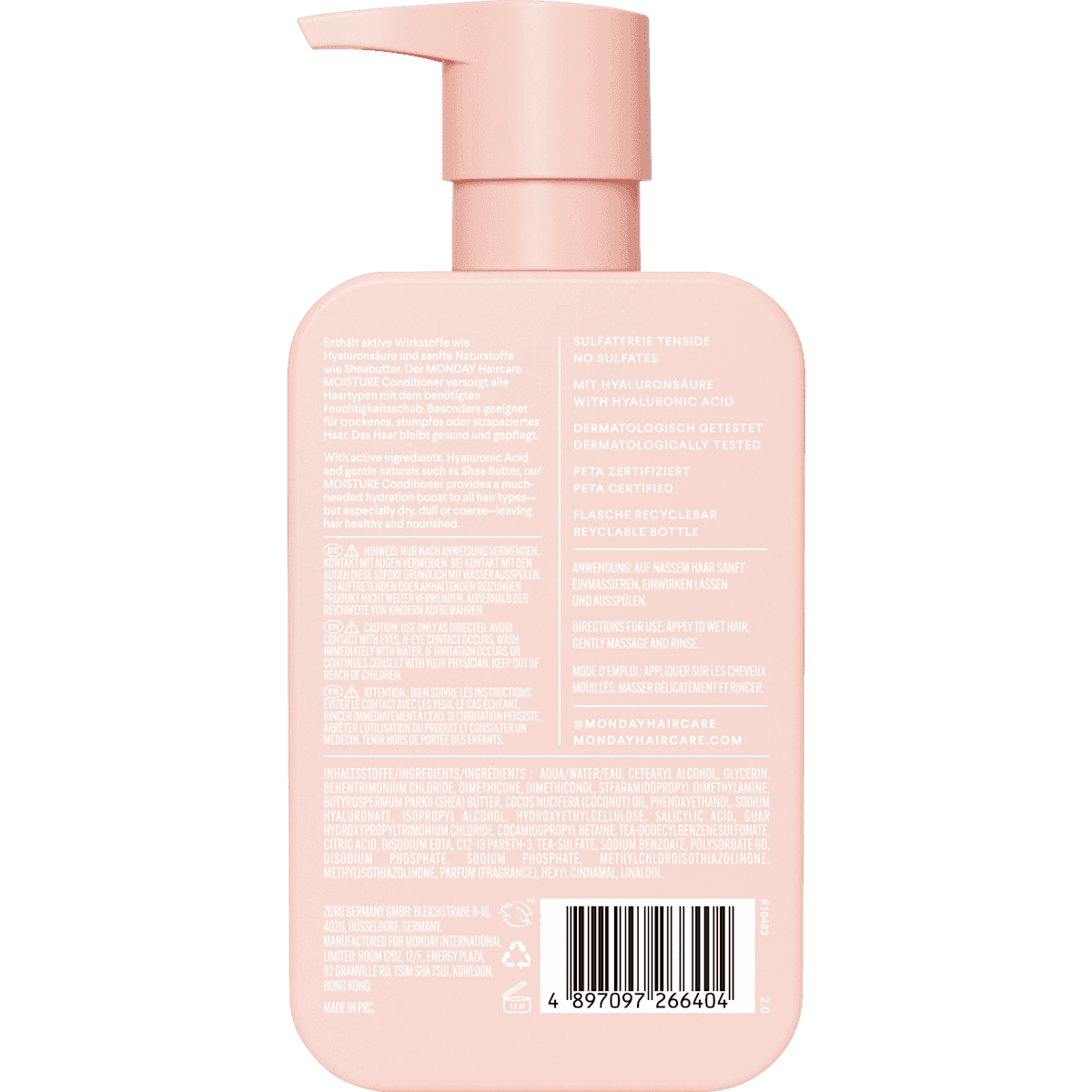 MONDAY Conditioner Moisture hydration, 354 ml (MONDAY Conditioner Moisture Feuchtigkeit, 354 ml) — authentic German product in Morocco