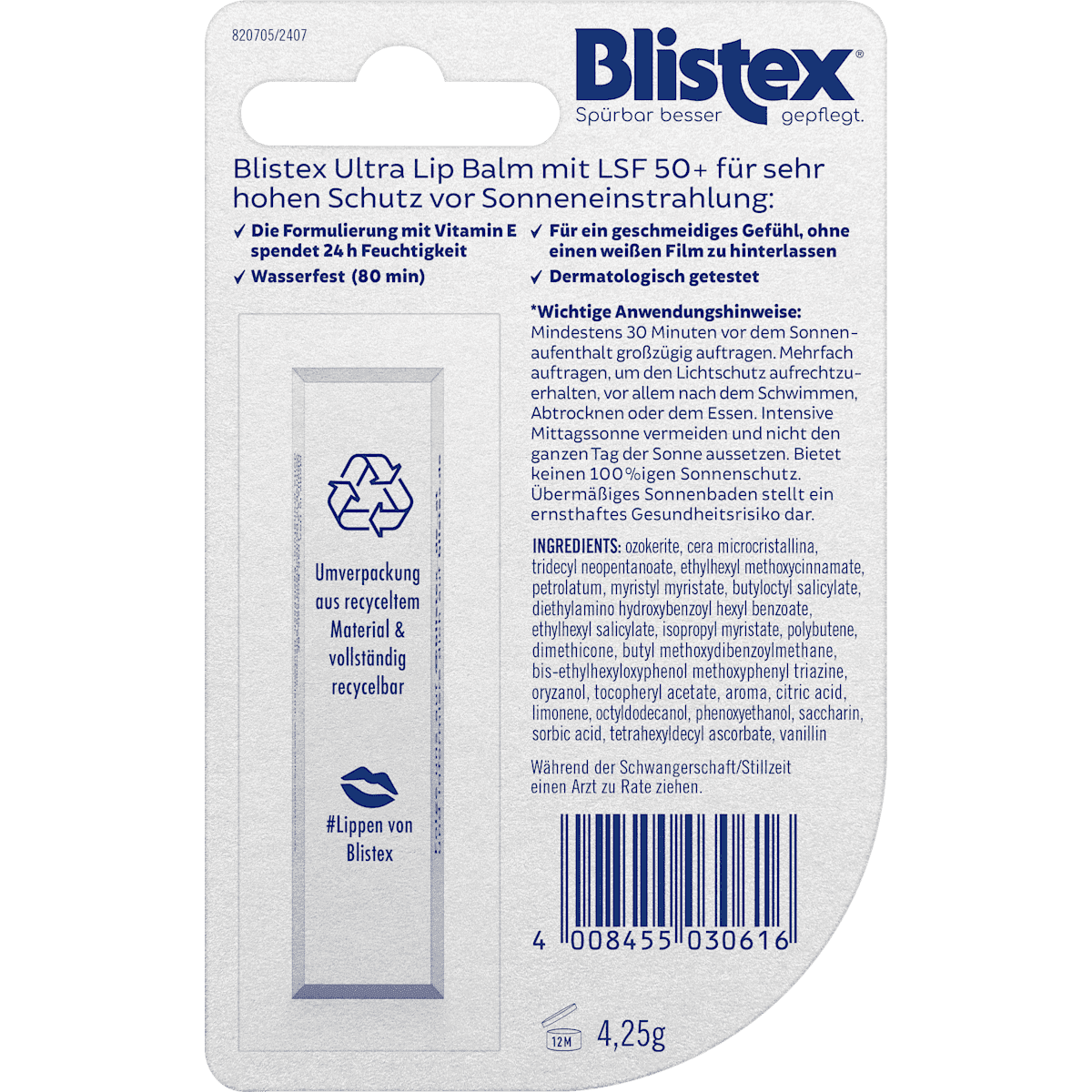 Blistex lip care sun protect, LSF 50+, 4,25 g (Blistex Lippenpflege sun protect, LSF 50+, 4,25 g) — authentic German product in Morocco