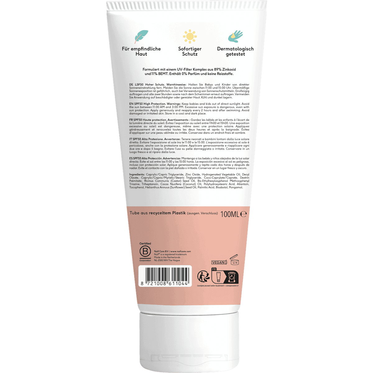 NAIF sun cream Baby & Kids LSF 50+, 100 ml (NAIF Sonnencreme Baby & Kids LSF 50+, 100 ml) — authentic German product in Morocco