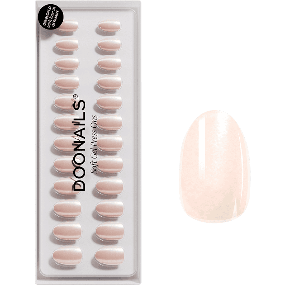 Doonails faux ongles, Soft Gel Press Ons Prosecco Short Round, 30 pièces — produit allemand authentique au Maroc