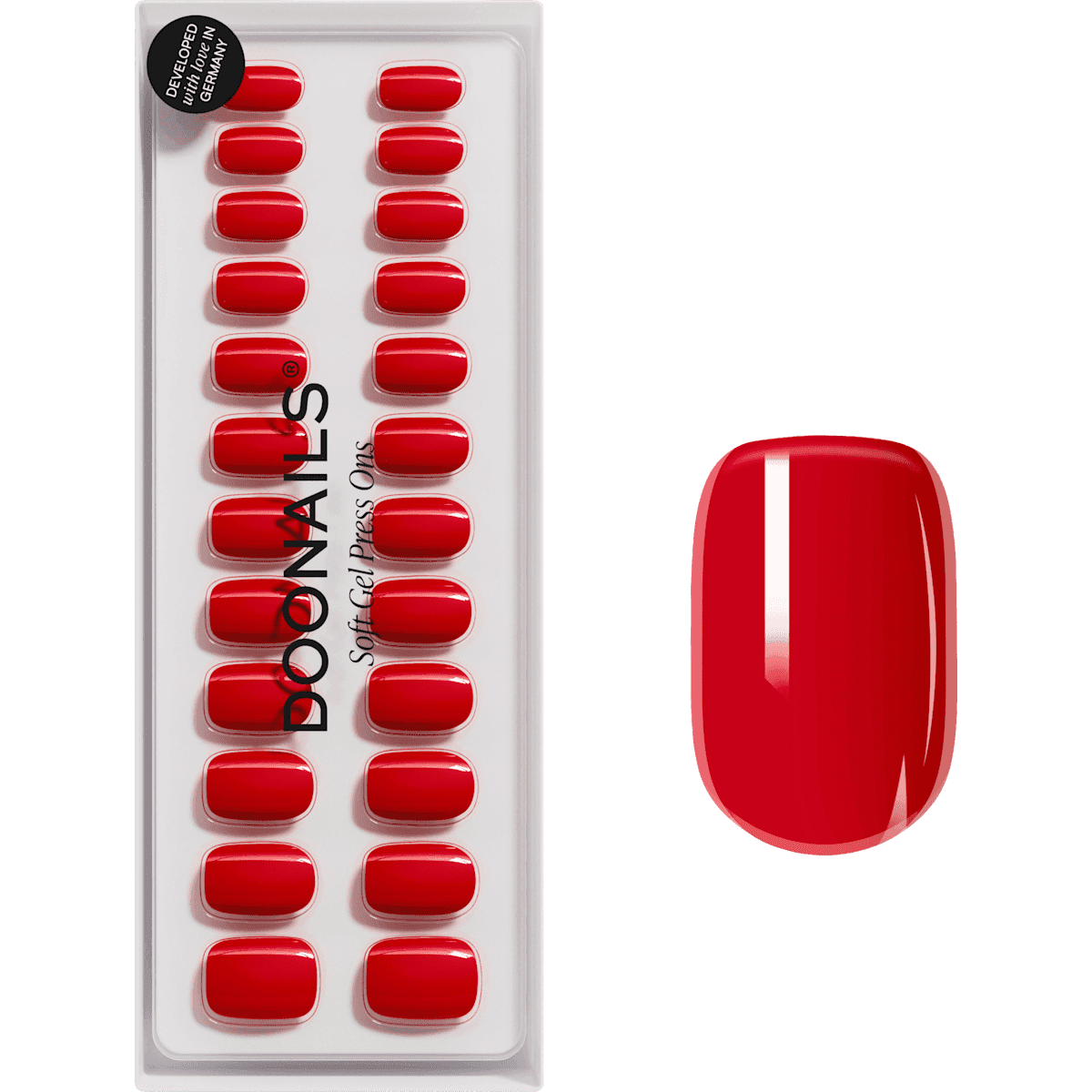 Doonails faux ongles, Soft Gel Press Ons rose Red Short Square, 30 pièces — produit allemand authentique au Maroc