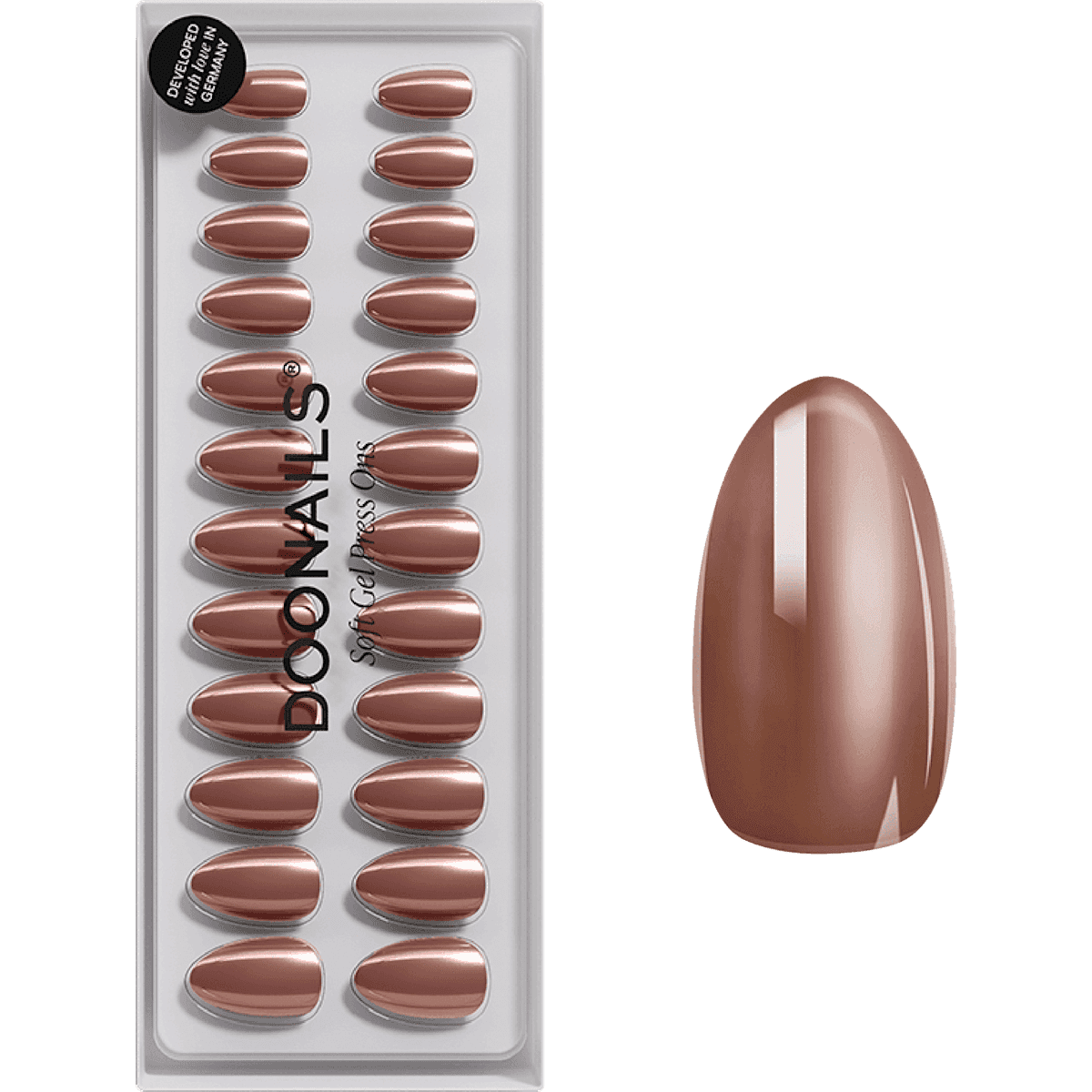 Doonails faux ongles, Soft Gel Press Ons Glazed Chocolate Short Almond, 30 pièces — produit allemand authentique au Maroc