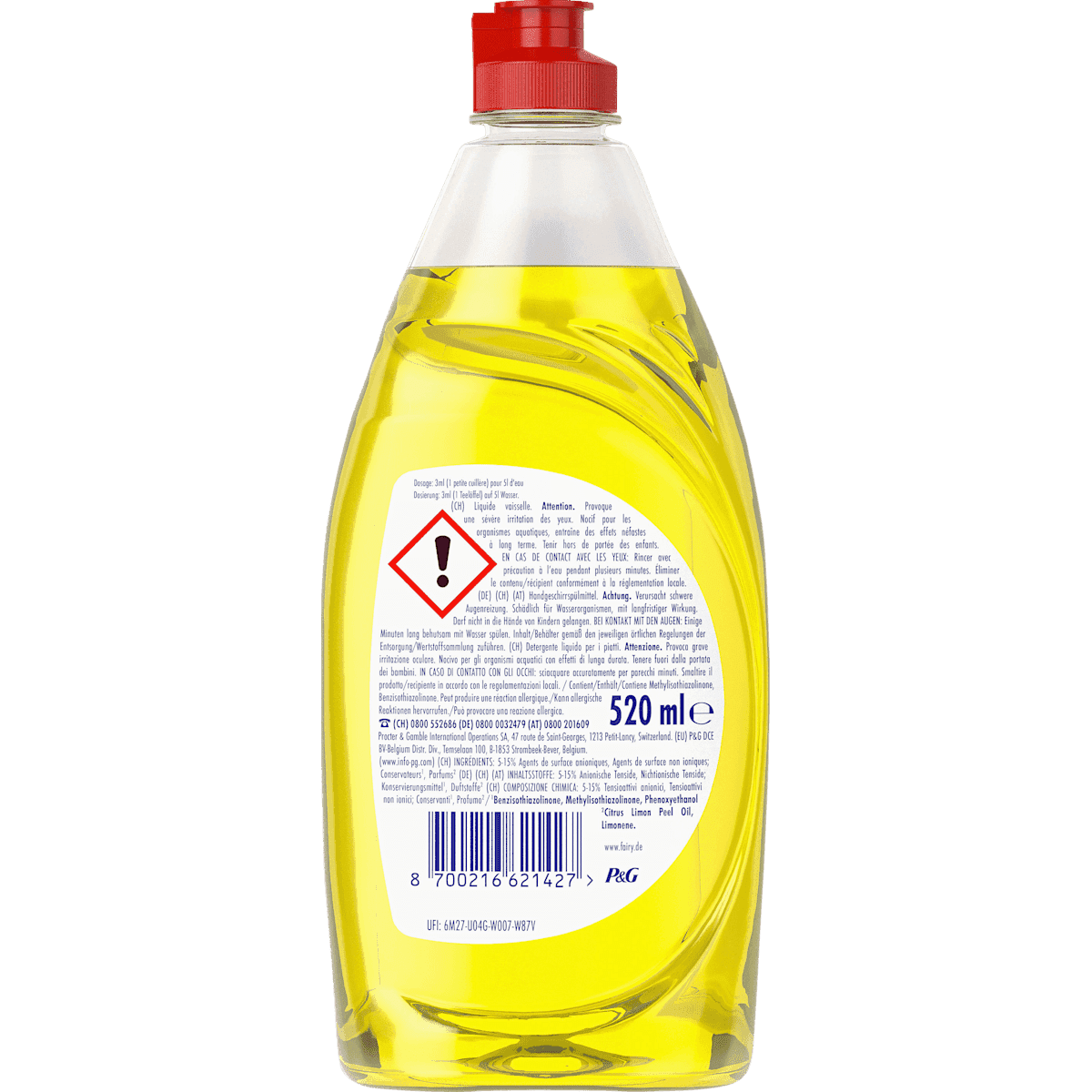 FAIRY Liquide vaisselle citron, 520 ml (FAIRY Spülmittel Zitrone, 520 ml) — produit allemand authentique au Maroc