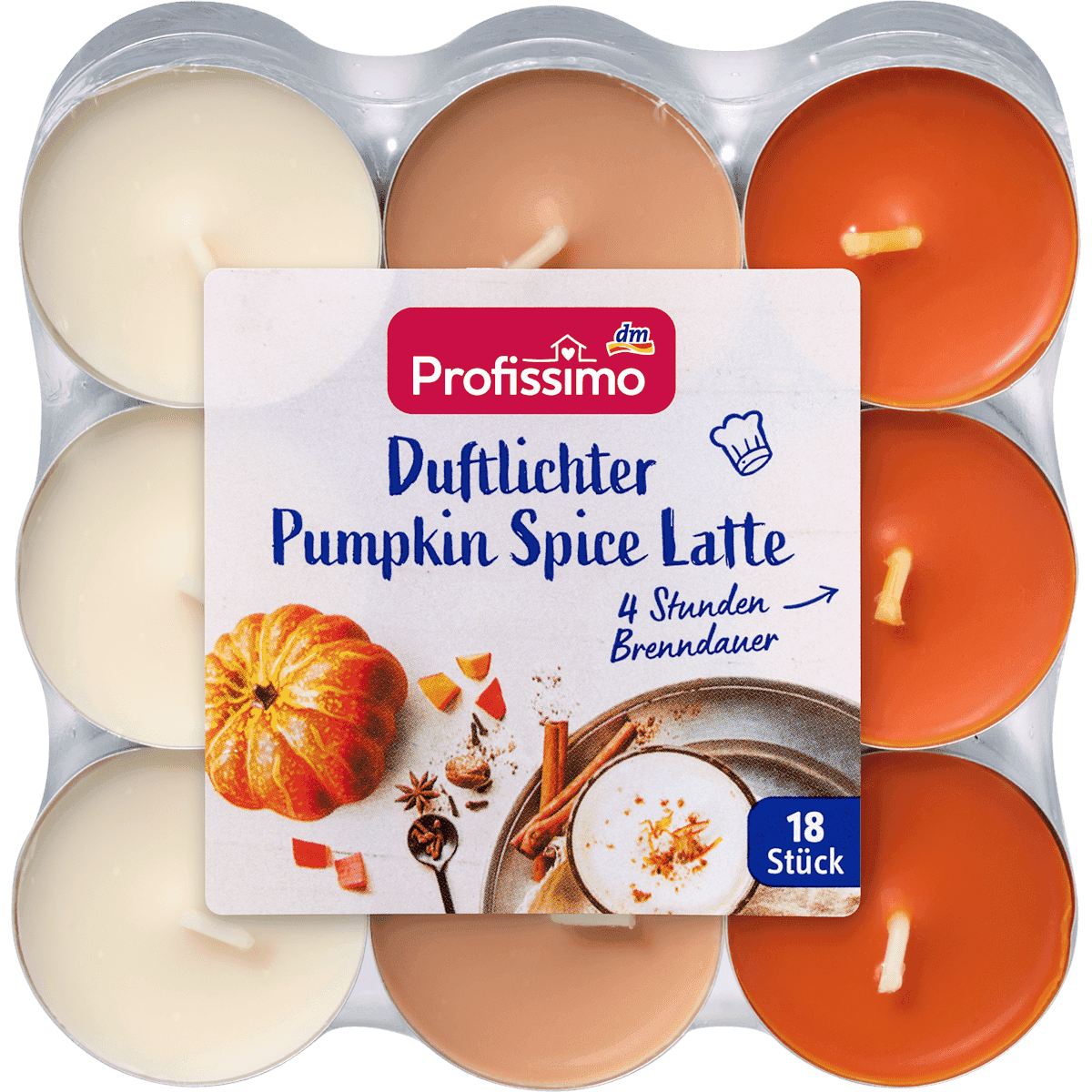 Profissimo Duftlichter Pumpkin Spice Latte, 18 pcs (Profissimo Duftlichter Pumpkin Spice Latte, 18 St) — authentic German product in Morocco