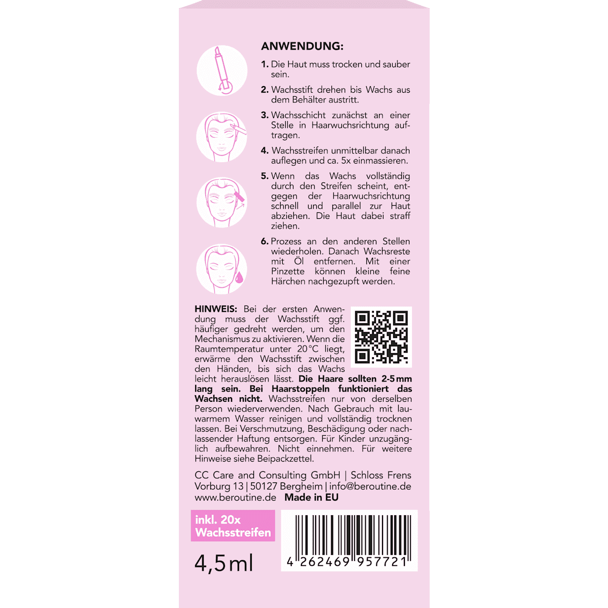 BE ROUTINE Stick de cire visage, pro, 4,5 ml (BE ROUTINE Wachsstift Gesicht, pro, 4,5 ml) — produit allemand authentique au Maroc