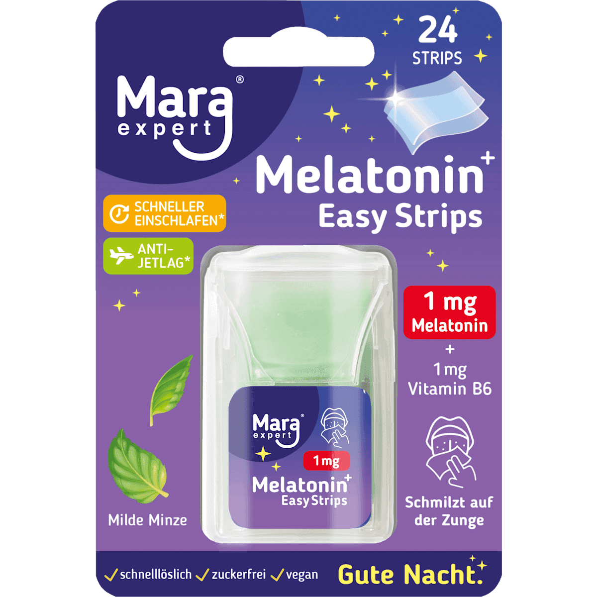 Mara Mélatonine Easy Strips 1 mg, 24 pièces — produit allemand authentique au Maroc