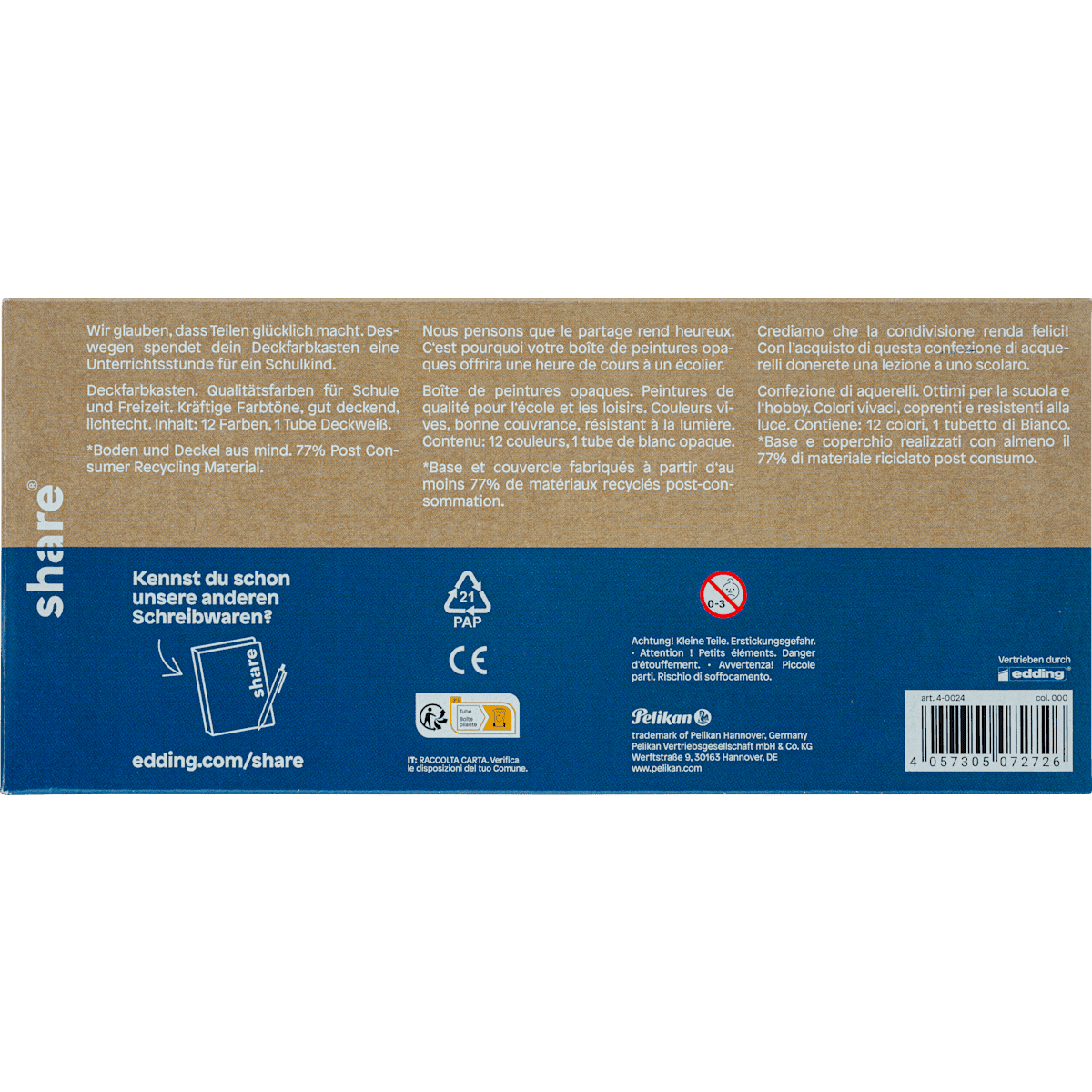 share Box peinture Eco by Pelikan, 1 pc (share Deckfarbkasten Eco by Pelikan, 1 St) — authentic German product in Morocco