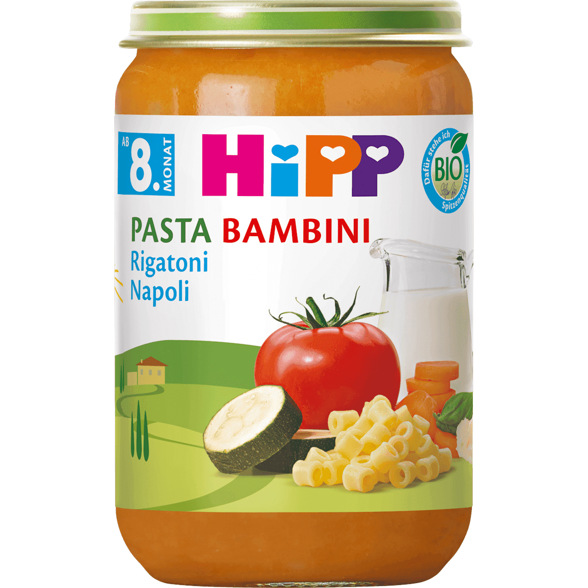 HiPP Petit plat Pasta Bambini Rigatoni Napoli dès 8 mois, 220 g (HiPP Menü Pasta Bambini Rigatoni Napoli ab dem 8. Monat, 220 g) — منتج ألماني أصلي في المغرب