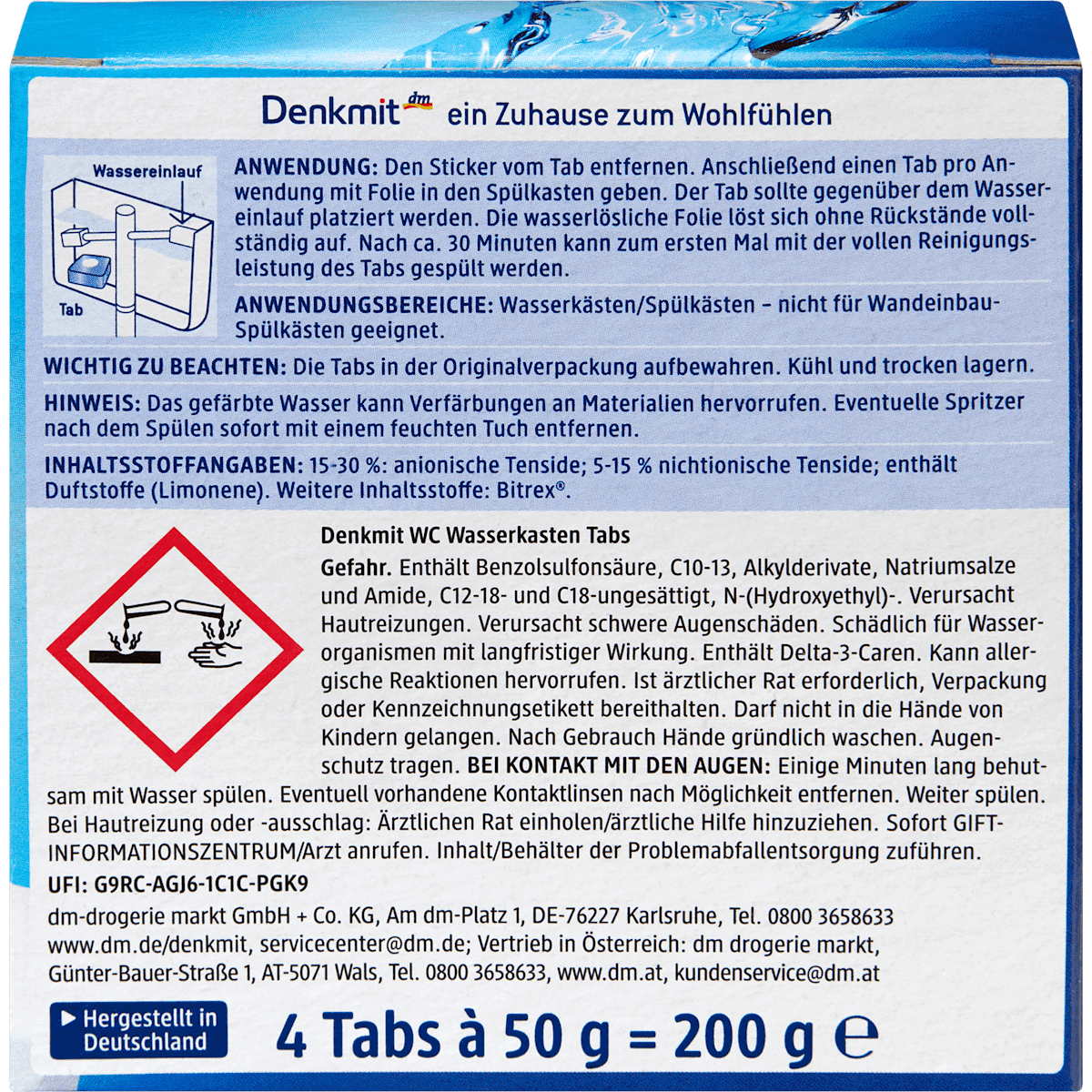 Denkmit Pastilles pour réservoir WC, 4 pièces (Denkmit WC Wasserkasten Tabs, 4 St) — منتج ألماني أصلي في المغرب