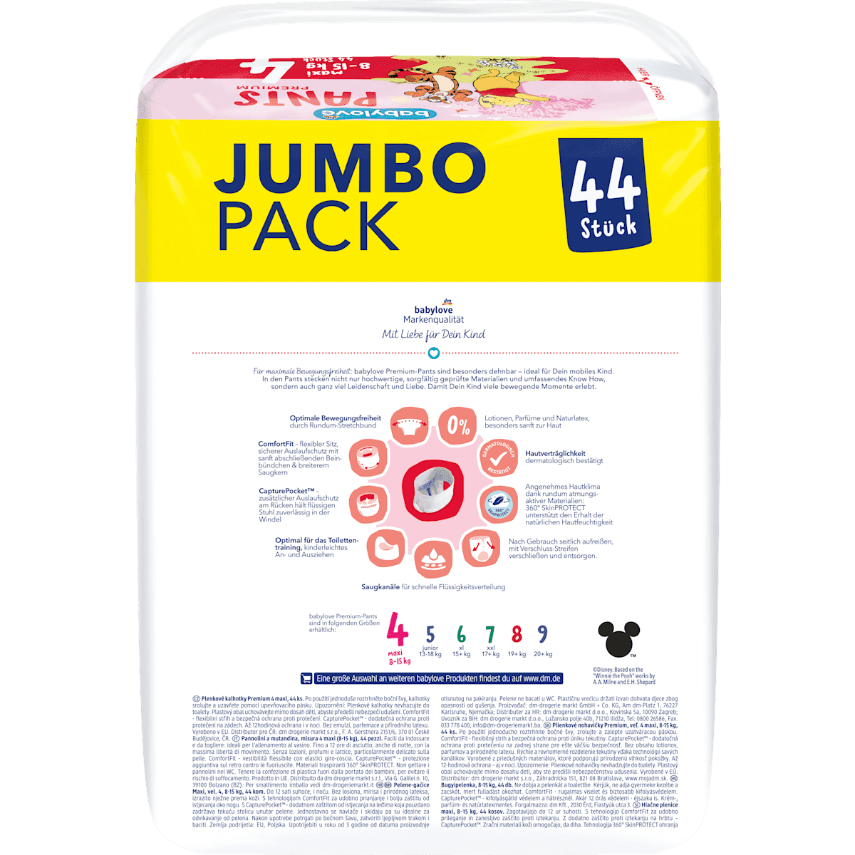 Babylove Bébé Pants Premium Disney taille 4 maxi (8-15 kg), Jumbopack, 44 pièces (Babylove Baby Pants Premium Disney Gr. 4 maxi (8-15 kg), Jumbopack, 44 St) — produit allemand authentique au Maroc