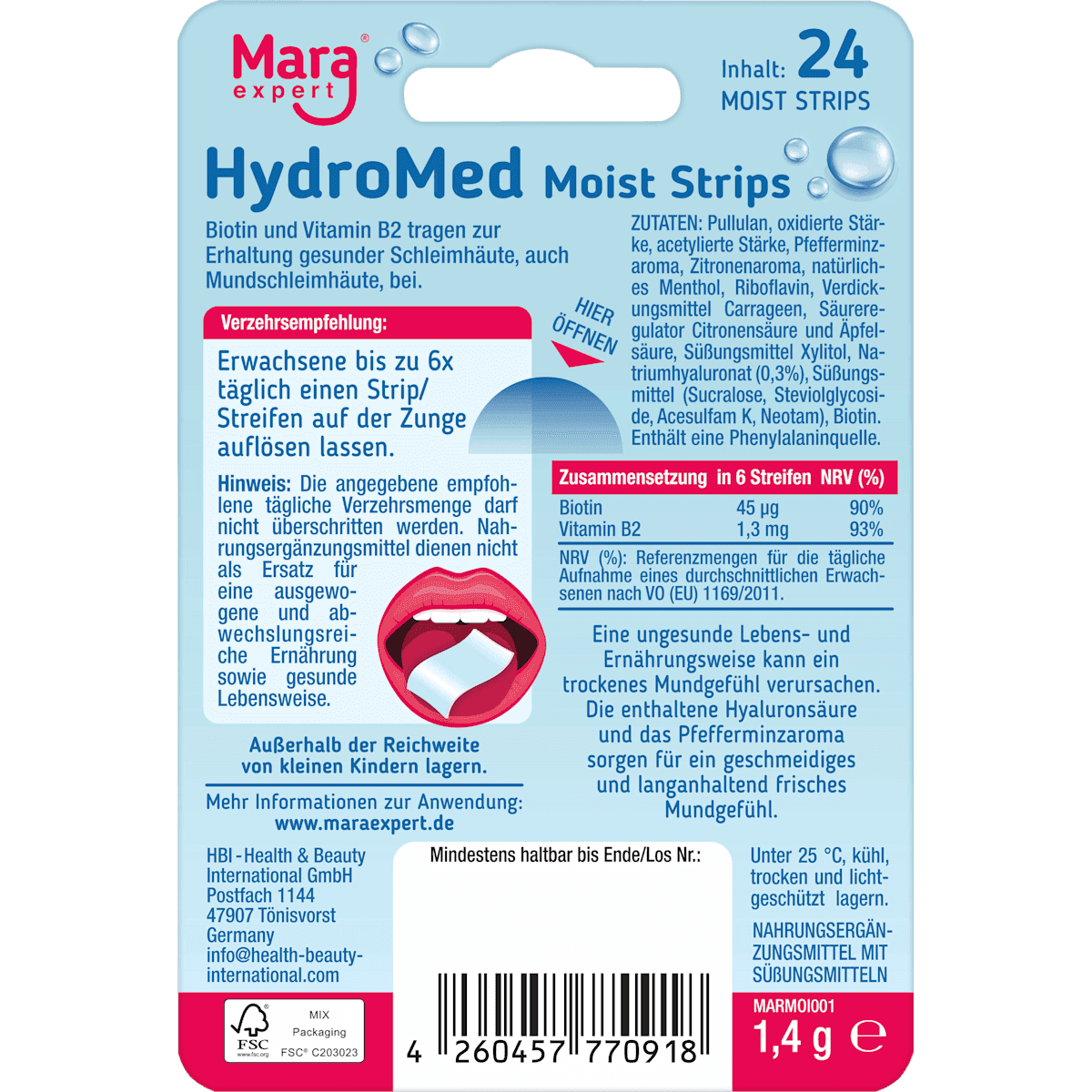 Mara HydroMed Moist Strips, 24 pièces (Mara HydroMed Moist Strips, 24 St) — produit allemand authentique au Maroc