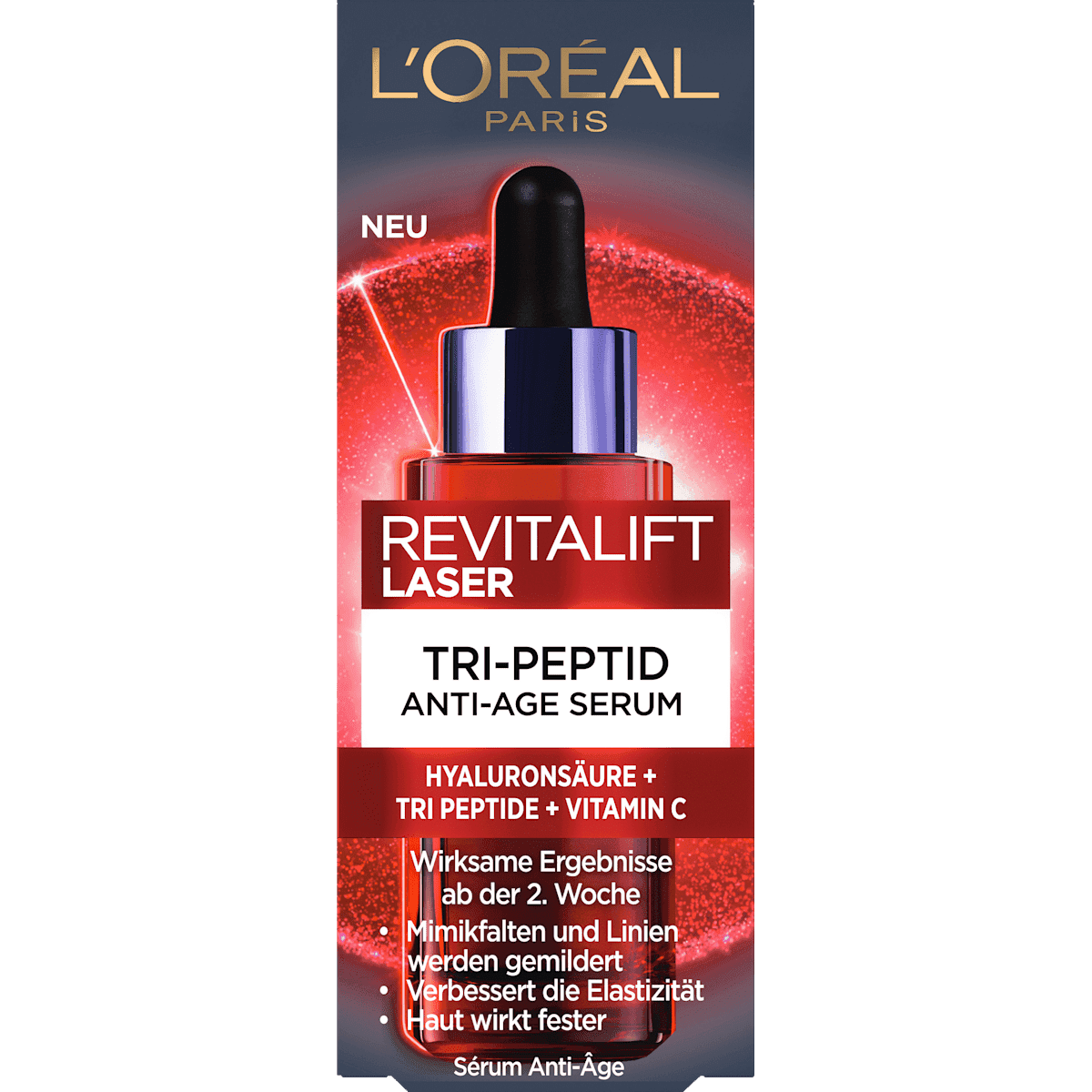 L'ORÉAL PARiS REVITALIFT Anti-Aging Laser Serum with tri-peptides, hyaluronic acid and Vitamin C, 30 ml (L'ORÉAL PARiS REVITALIFT Anti-Aging Laser Serum mit Tri-Peptiden, Hyaluronsäure und Vitamin C, 30 ml) — authentic German product in Morocco