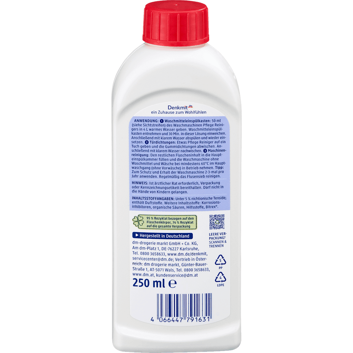 Denkmit Nettoyant lave-linge, 250 ml (Denkmit Waschmaschinenreiniger, 250 ml) — produit allemand authentique au Maroc