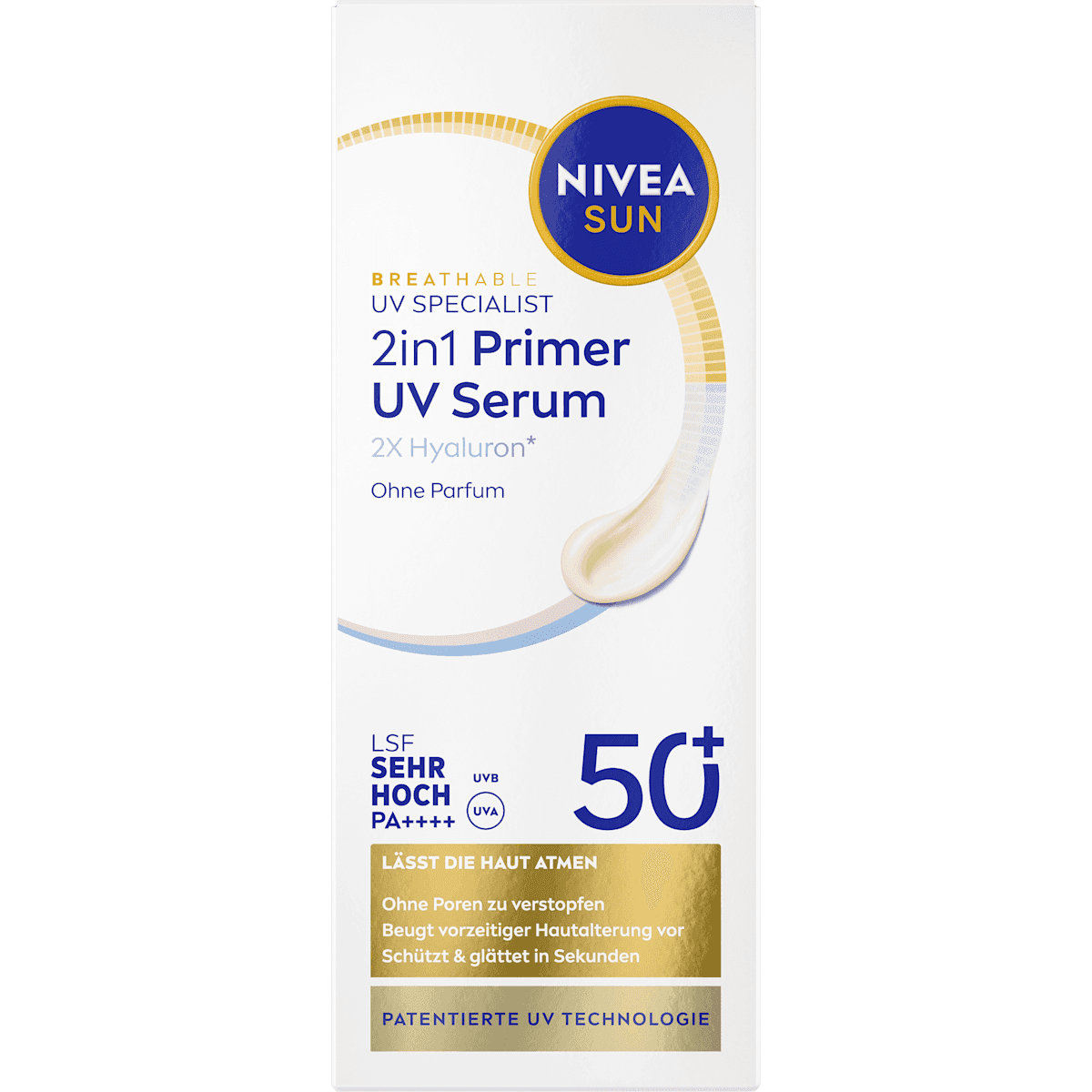 NIVEA SUN Fluid sun 2in1 Primer & UV Serum, LSF 50+, 30 ml (NIVEA SUN Sonnenfluid 2in1 Primer & UV Serum, LSF 50+, 30 ml) — authentic German product in Morocco