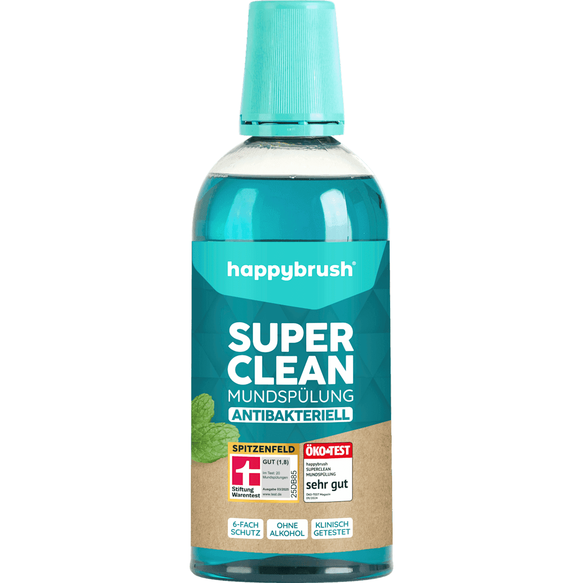 happybrush Bain de bouche Super Clean, 500 ml — منتج ألماني أصلي في المغرب