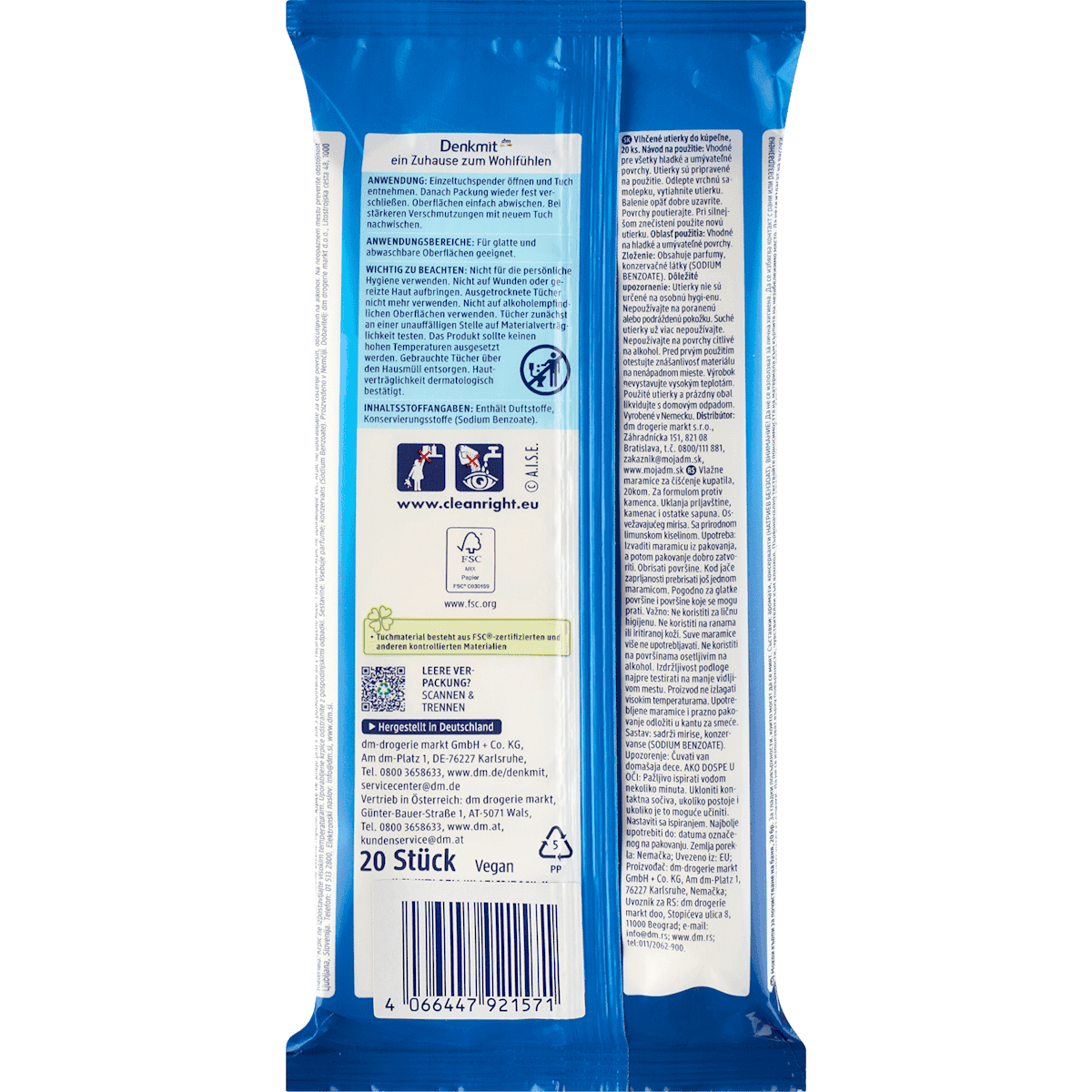 Denkmit Lingettes nettoyantes Bad, 20 pièces (Denkmit Feuchte Reinigungstücher Bad, 20 St) — منتج ألماني أصلي في المغرب