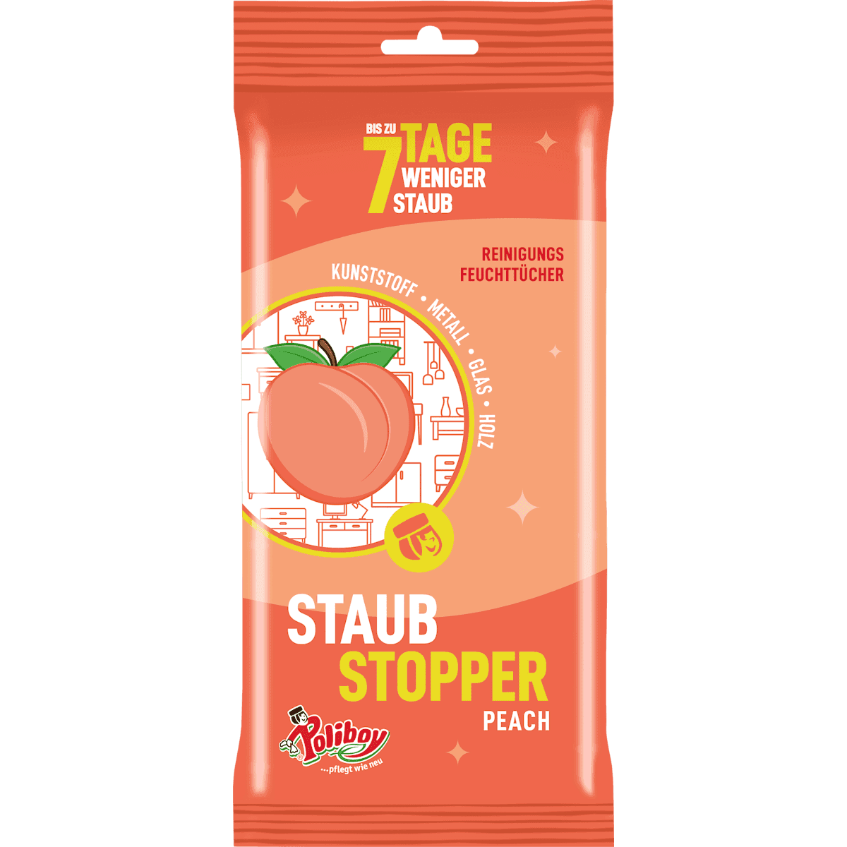 Poliboy Wipes cleansing for Möbel Peach Staubstopper, 24 pcs — authentic German product in Morocco
