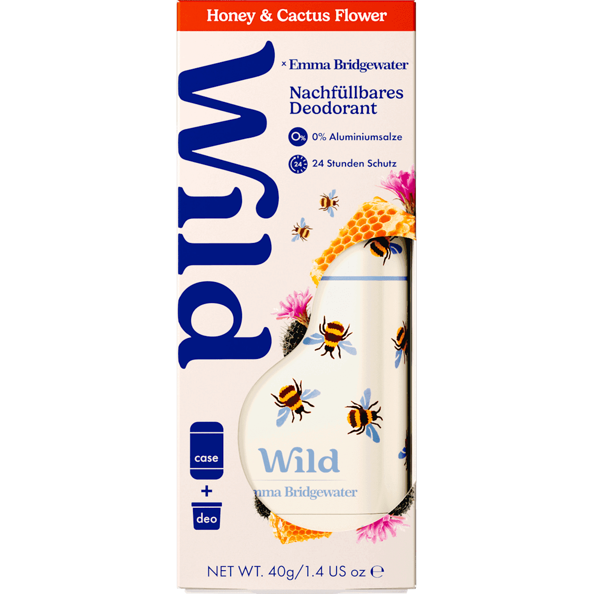 Wild Déodorant stick Honey & Cactus Flower + recharge, 40 g (Wild Deostick Honey & Cactus Flower + Nachfüllpack, 40 g) — produit allemand authentique au Maroc