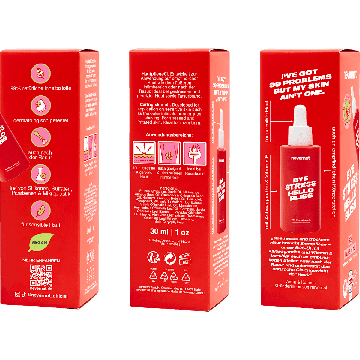 nevernot Huile corporelle SOS Skin Oil, 30 ml (nevernot Körperöl SOS Skin Oil, 30 ml) — produit allemand authentique au Maroc