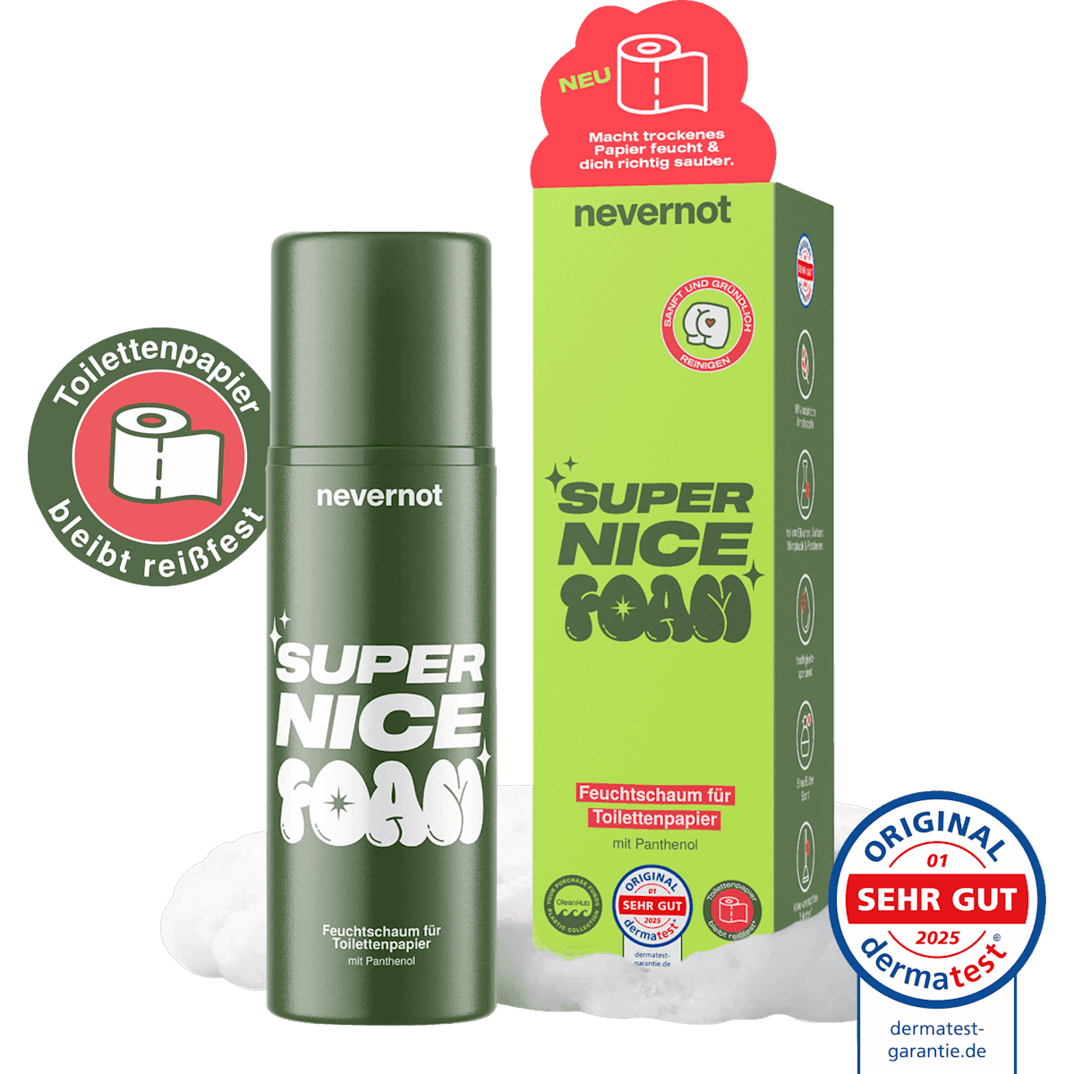 nevernot Feuchtschaum pour Papier toilette, 120 ml — produit allemand authentique au Maroc