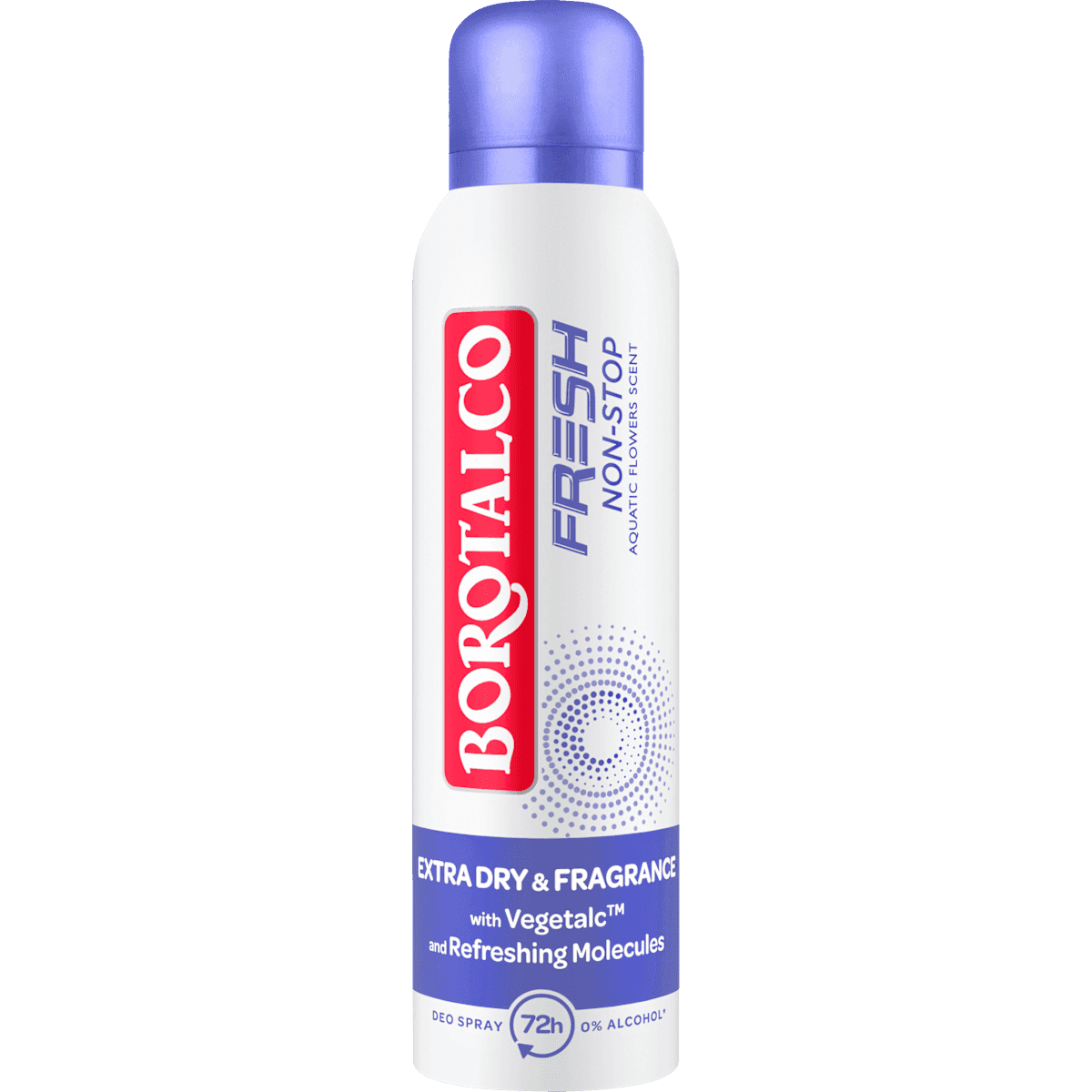 Borotalco antiperspirant Deodorant spray FRESH Non-Stop Aquatic Flowers Scent, 150 ml (Borotalco Antitranspirant Deospray FRESH Non-Stop Aquatic Flowers Scent, 150 ml) — authentic German product in Morocco