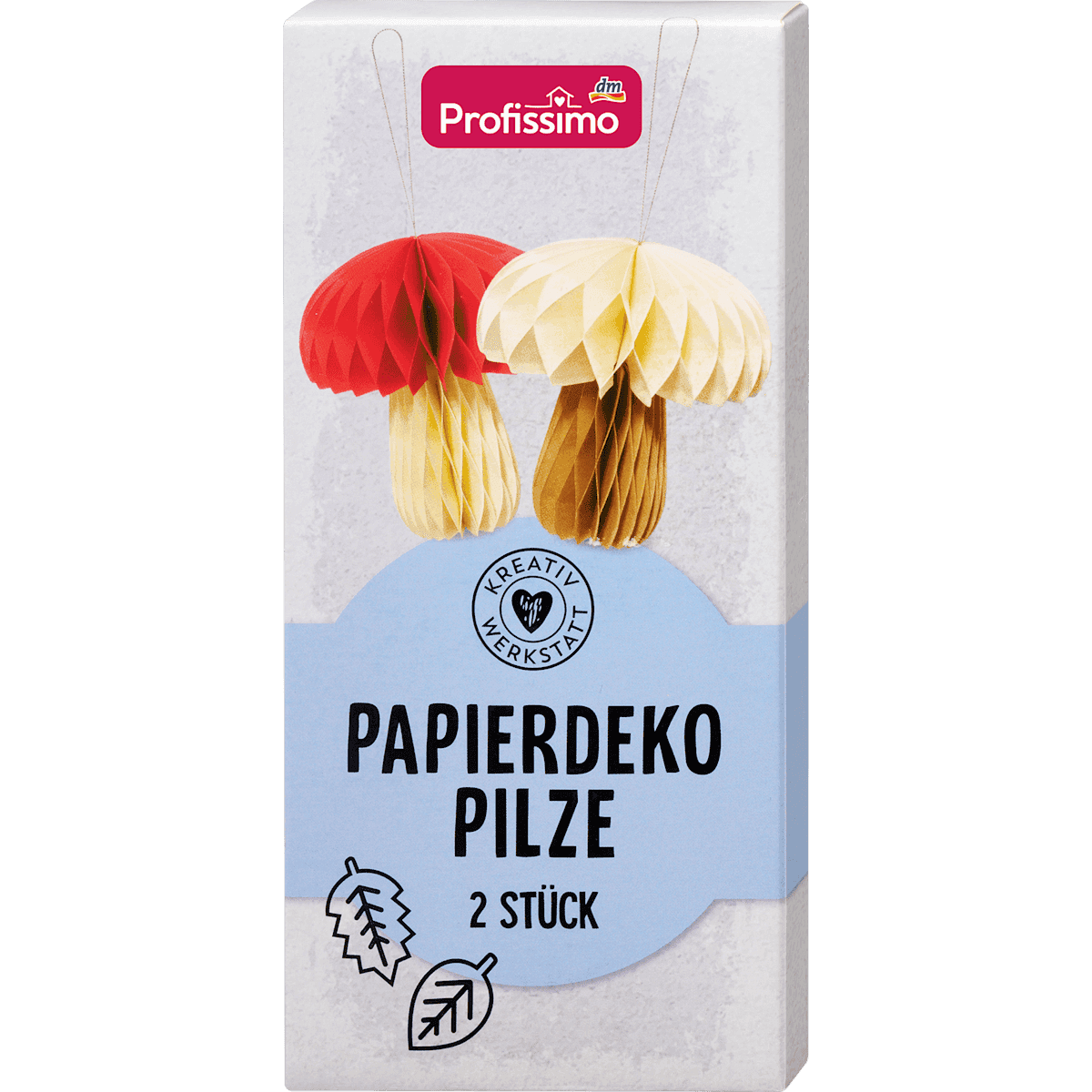 Profissimo Déco en papier champignons 2 pièces, 1 pièce (Profissimo Papierdeko Pilze 2tlg, 1 St) — produit allemand authentique au Maroc
