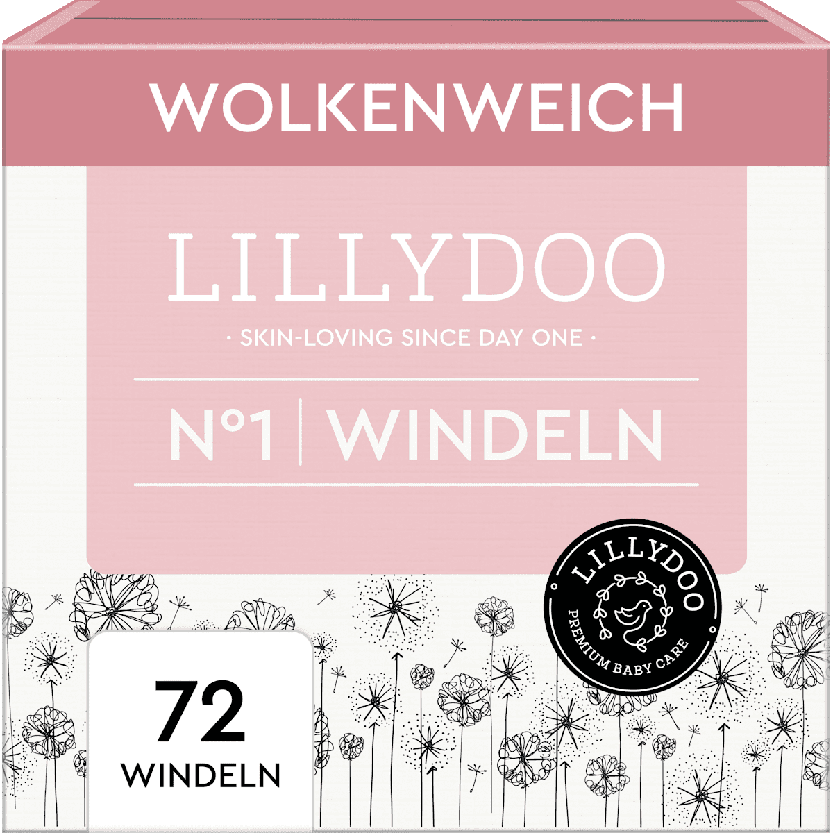 LILLYDOO Couches taille 1 (2+ kg) Halbmonatsbox, 72 pièces — produit allemand authentique au Maroc