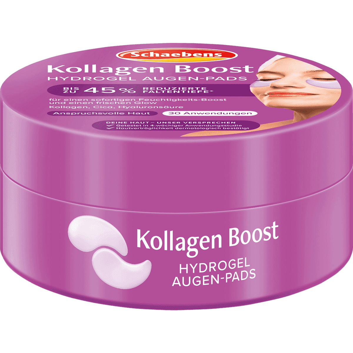 Schaebens Patchs yeux Hydrogel Collagène Boost pot (30 paire), 60 pièces (Schaebens Augenpads Hydrogel Kollagen Boost Tiegel (30 Paar), 60 St) — produit allemand authentique au Maroc