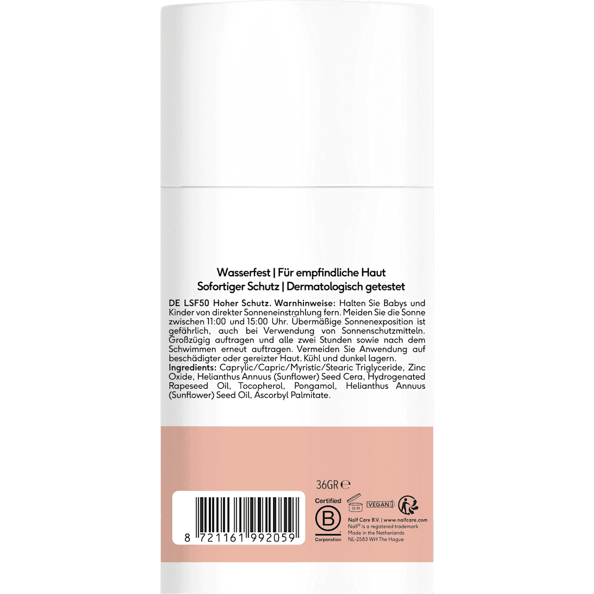 NAIF Stick solaire Bébé & Enfant LSF 50, 36 g (NAIF Sonnenstick Baby & Kind LSF 50, 36 g) — produit allemand authentique au Maroc