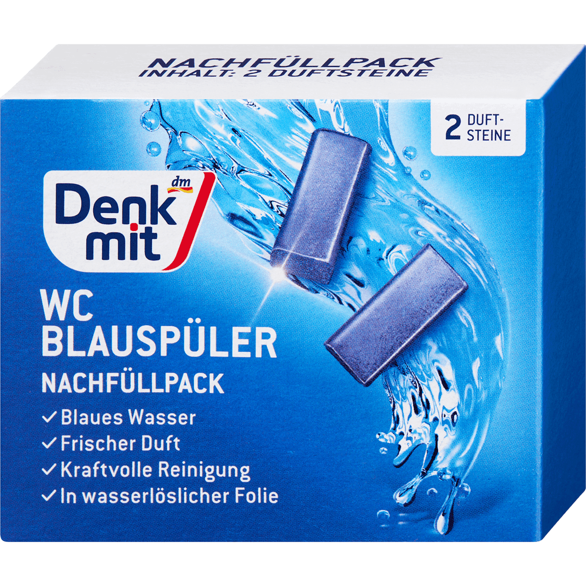Denkmit Bloc WC bleu recharge, 2 pièces — منتج ألماني أصلي في المغرب