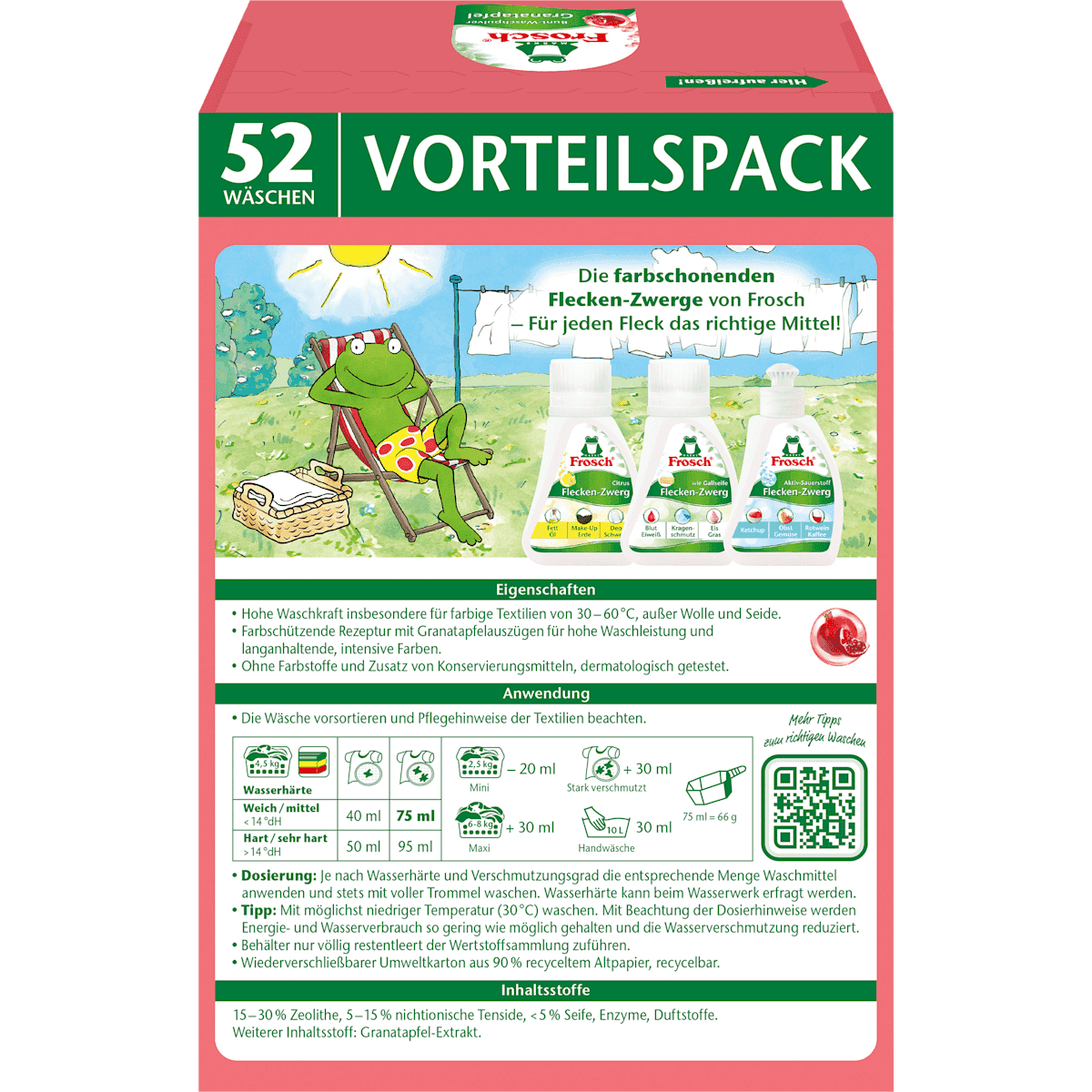 Frosch Lessive couleurs poudre grenade, 52 lavages (Frosch Colorwaschmittel Pulver Granatapfel, 52 Wl) — produit allemand authentique au Maroc
