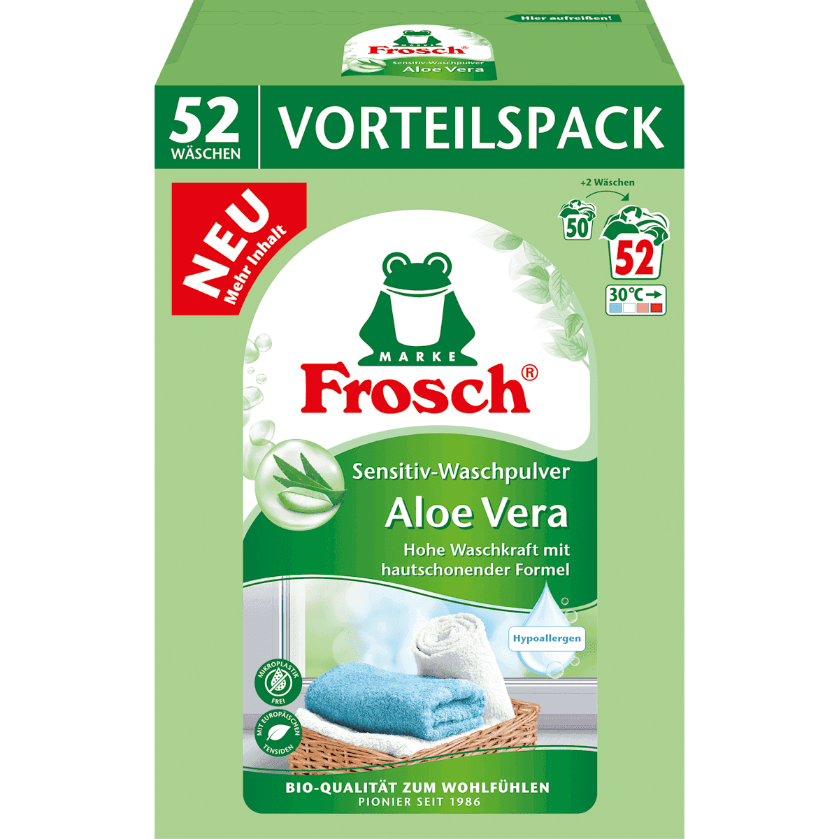Frosch Lessive en poudre universelle aloe vera, 52 lavages — produit allemand authentique au Maroc