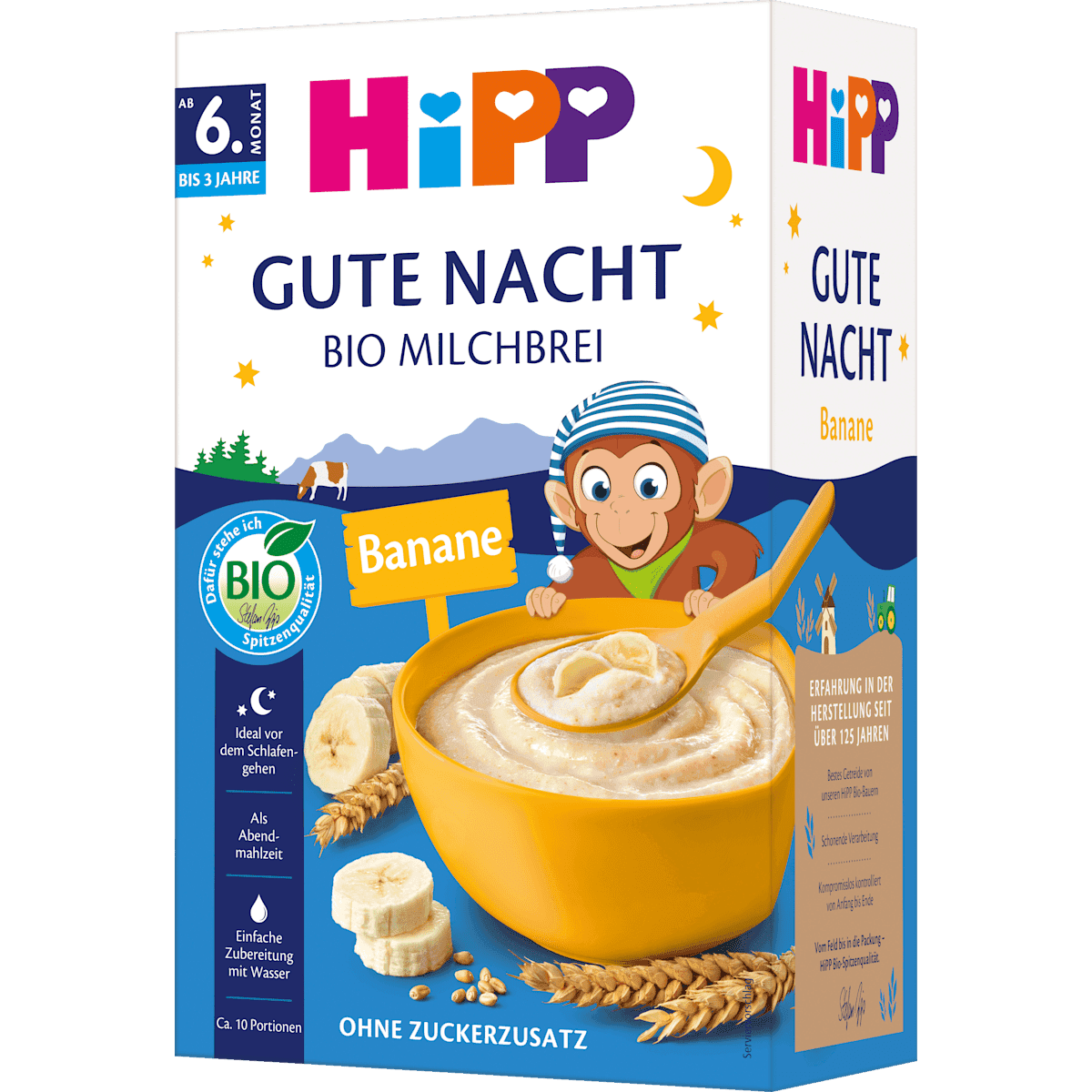 HiPP Bouillie du soir Milch semoule Banane nach dem 6.Monat, 475 g (HiPP Abendbrei Milch Grieß Banane nach dem 6.Monat, 475 g) — منتج ألماني أصلي في المغرب