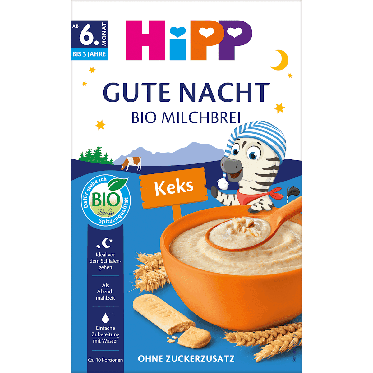 HiPP Bouillie du soir Milch Bonne nuit Kinderkeks dès 6 mois, 475 g — منتج ألماني أصلي في المغرب