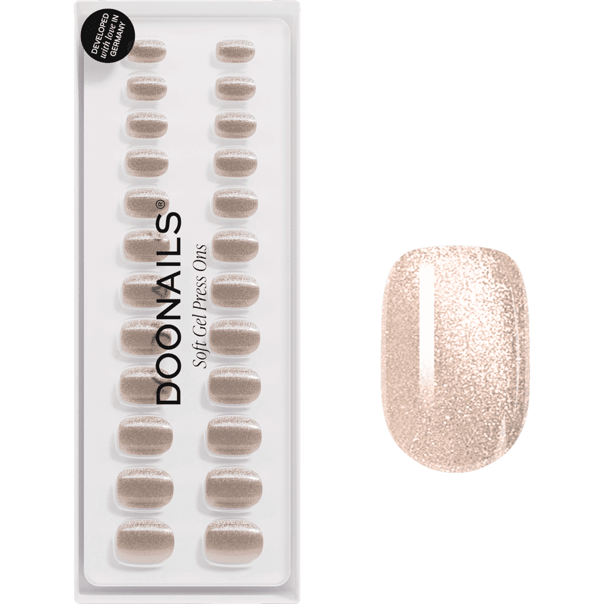 Doonails faux ongles, Soft Gel Press Ons Champagne Cat Eye Extra Short Square, 30 pièces — produit allemand authentique au Maroc