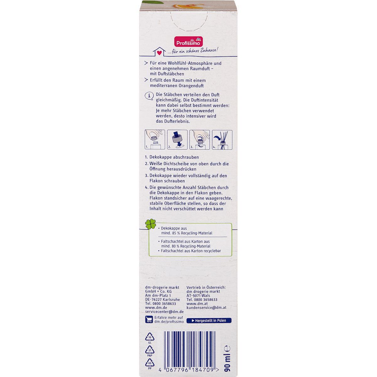 Profissimo Sticks scented Raumduft orange, 90 ml (Profissimo Duftstäbchen Raumduft Orange, 90 ml) — authentic German product in Morocco