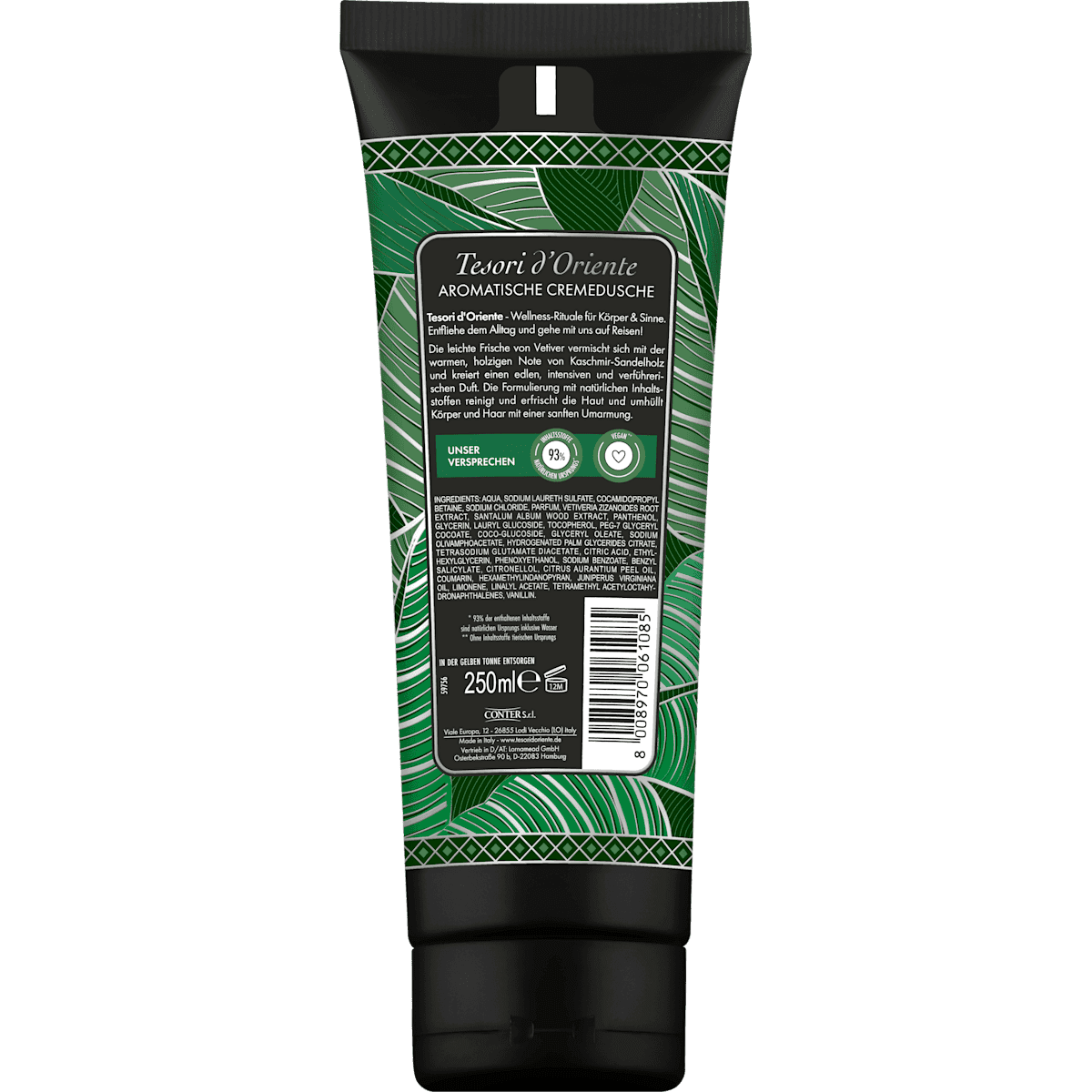 Tesori d'Oriente crème de douche for men bois de santal & Vetiver, 250 ml (Tesori d'Oriente Cremedusche for men Sandelholz & Vetiver, 250 ml) — produit allemand authentique au Maroc