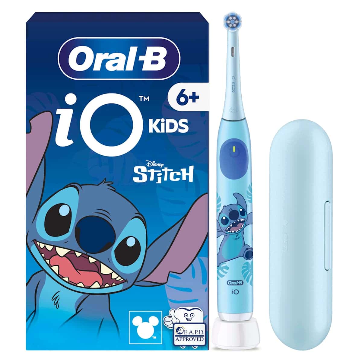 Oral-B Brosse à dents électrique Enfant iO Stitch avec étui de voyage, dès 6 ans, 1 pièce — produit allemand authentique au Maroc