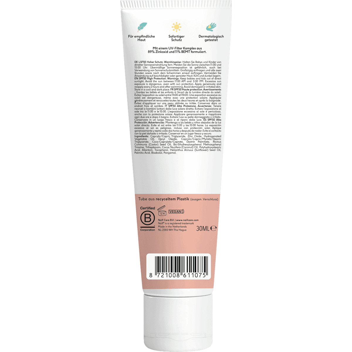 NAIF sun cream Baby & Kids LSF 50, 30 ml (NAIF Sonnencreme Baby & Kids LSF 50, 30 ml) — authentic German product in Morocco