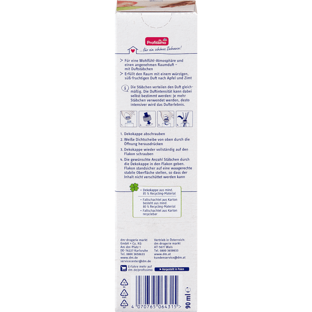 Profissimo Bâtonnets parfumés d'intérieur pomme cannelle, 90 ml (Profissimo Duftstäbchen Raumduft Apfel Zimt, 90 ml) — produit allemand authentique au Maroc