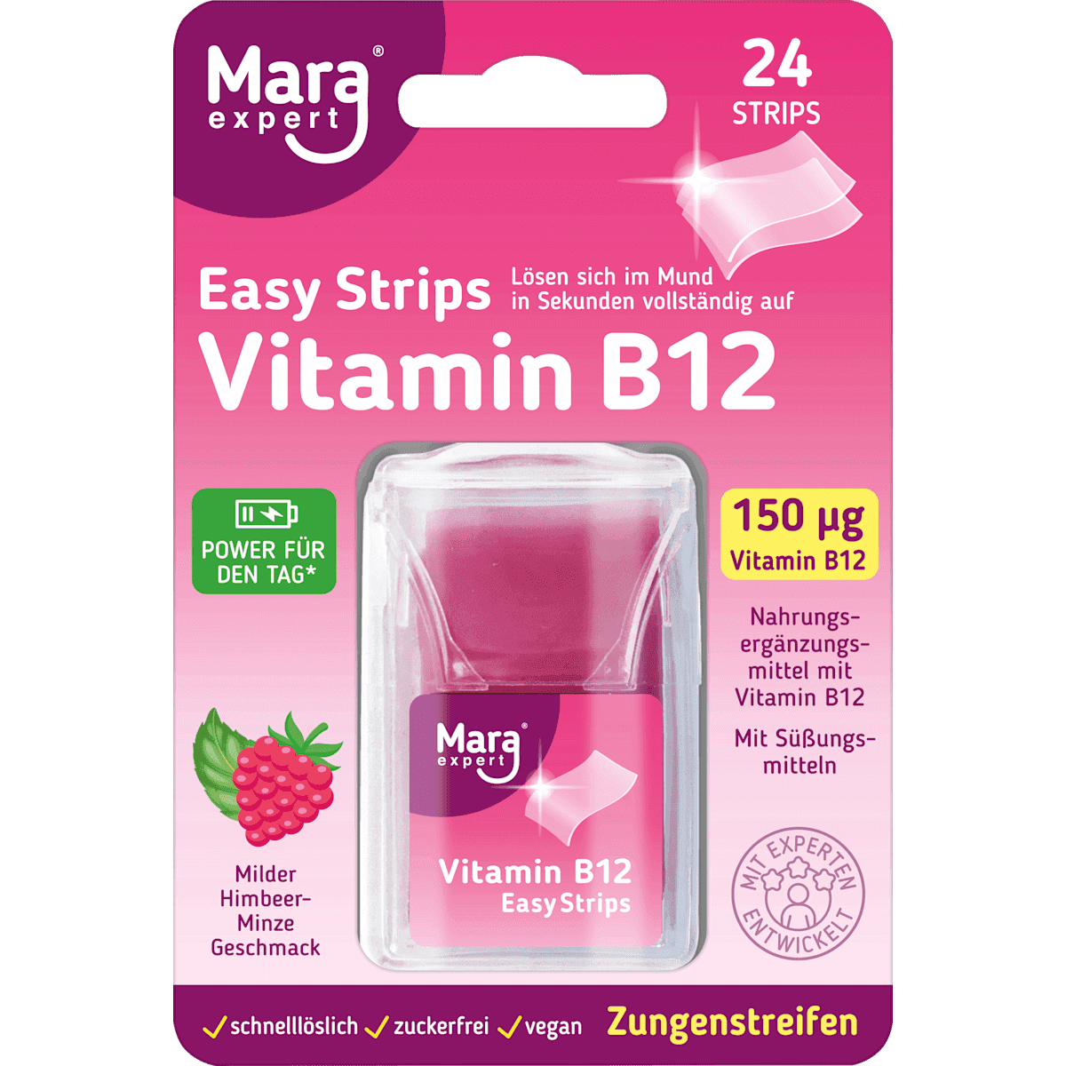 Mara Easy Strips Vitamine B12 Zungenstreifen, 24 pièces — منتج ألماني أصلي في المغرب