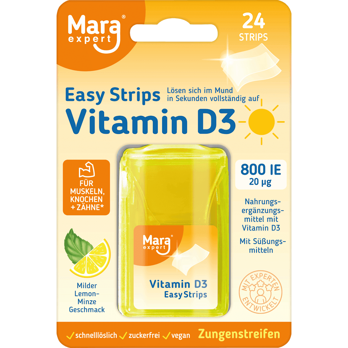 Mara Easy Strips Vitamine D3 Zungenstreifen, 24 pièces — منتج ألماني أصلي في المغرب