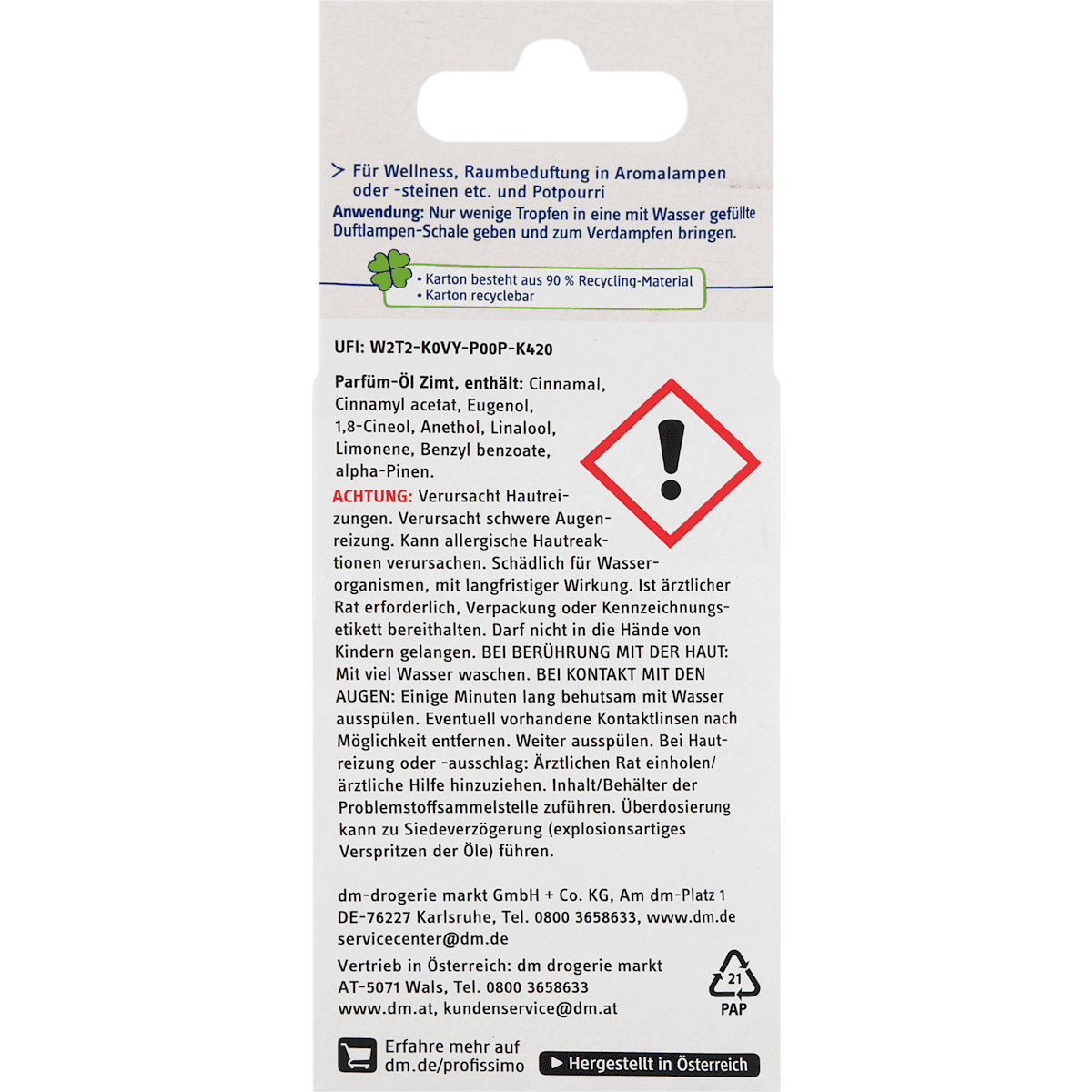 Profissimo Parfüm-oil Zimt, 10 ml (Profissimo Parfüm-Öl Zimt, 10 ml) — authentic German product in Morocco