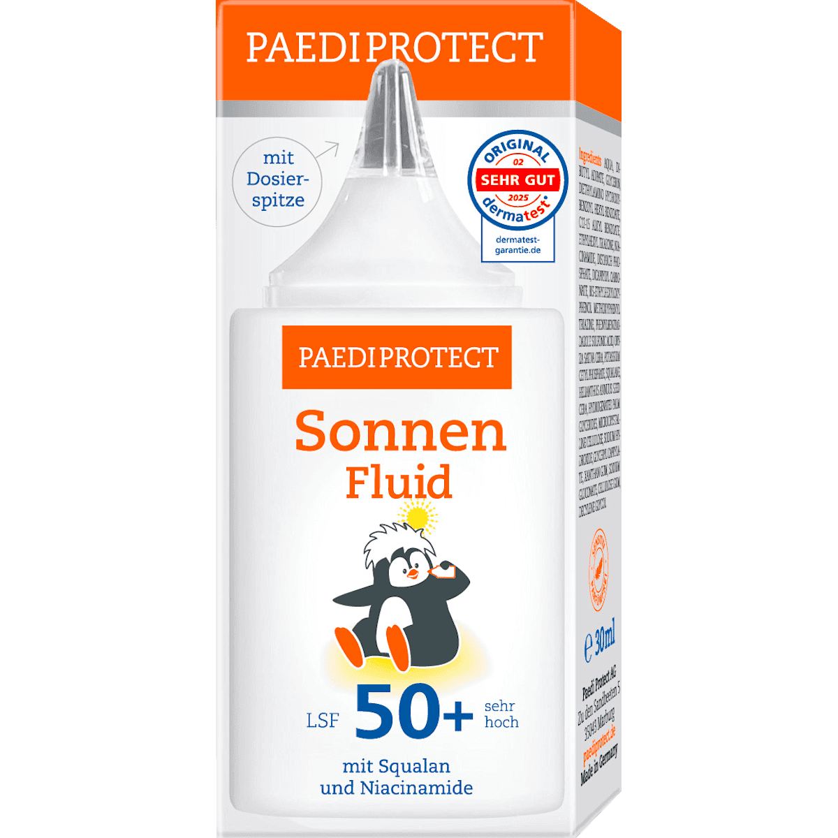 PAEDIPROTECT Fluid sun LSF 50+, 30 ml (PAEDIPROTECT Sonnenfluid LSF 50+, 30 ml) — authentic German product in Morocco