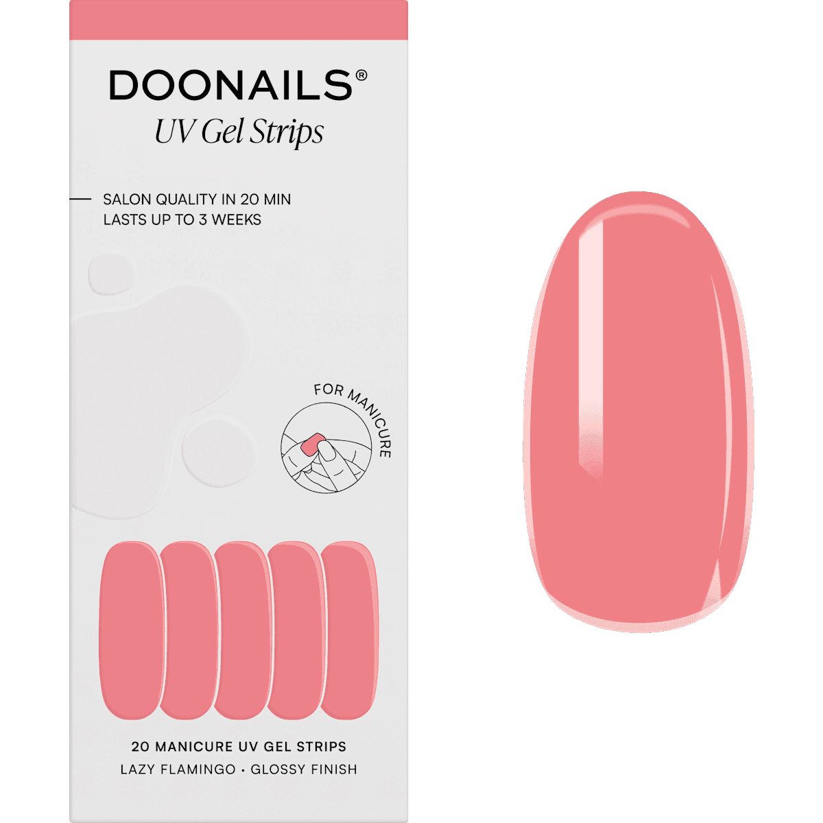 Doonails UV Gel Stickers ongles, Gel Strips Lazy Flamingo, 20 pièces — produit allemand authentique au Maroc