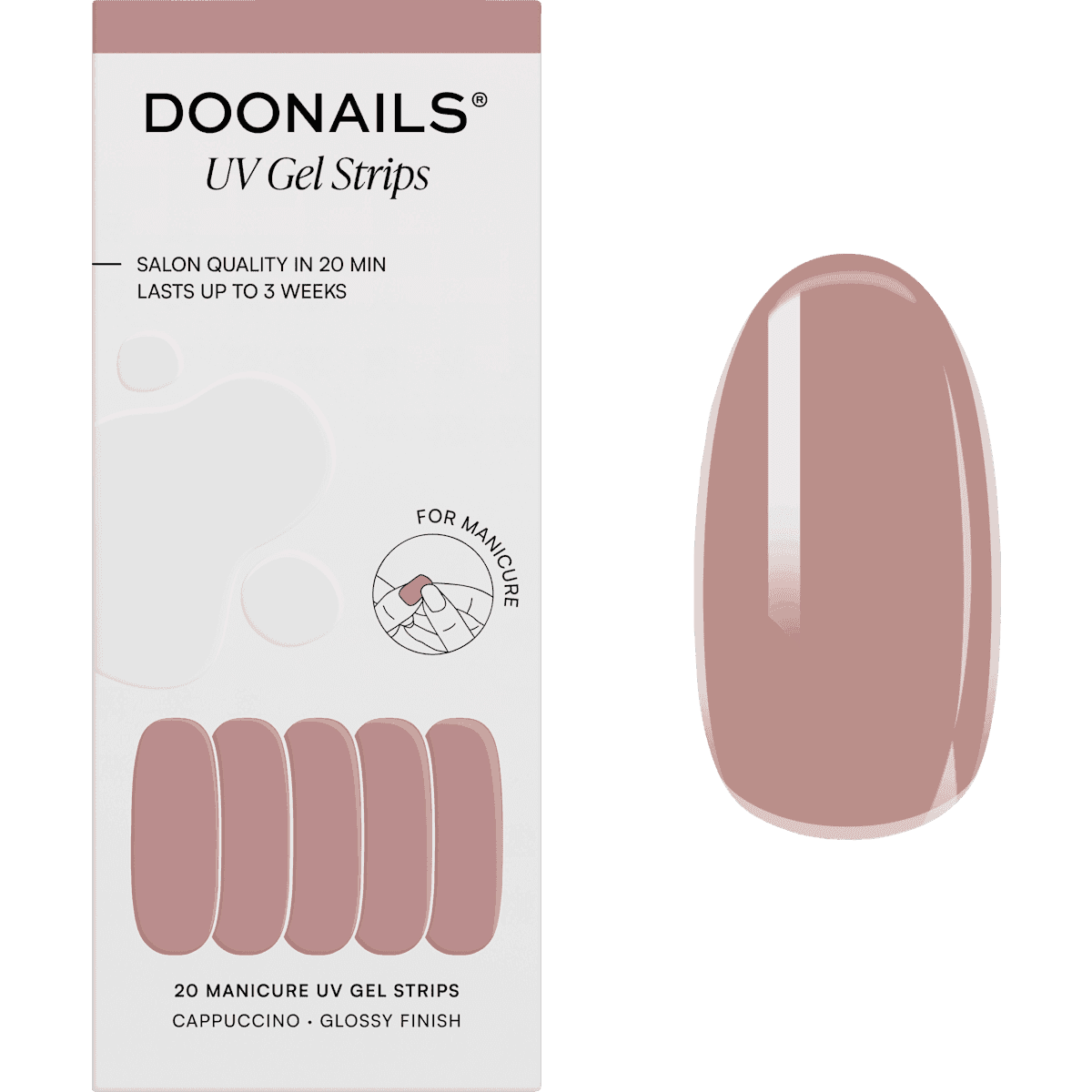 Doonails UV Gel Stickers ongles, Gel Strips Cappuccino, 20 pièces — produit allemand authentique au Maroc