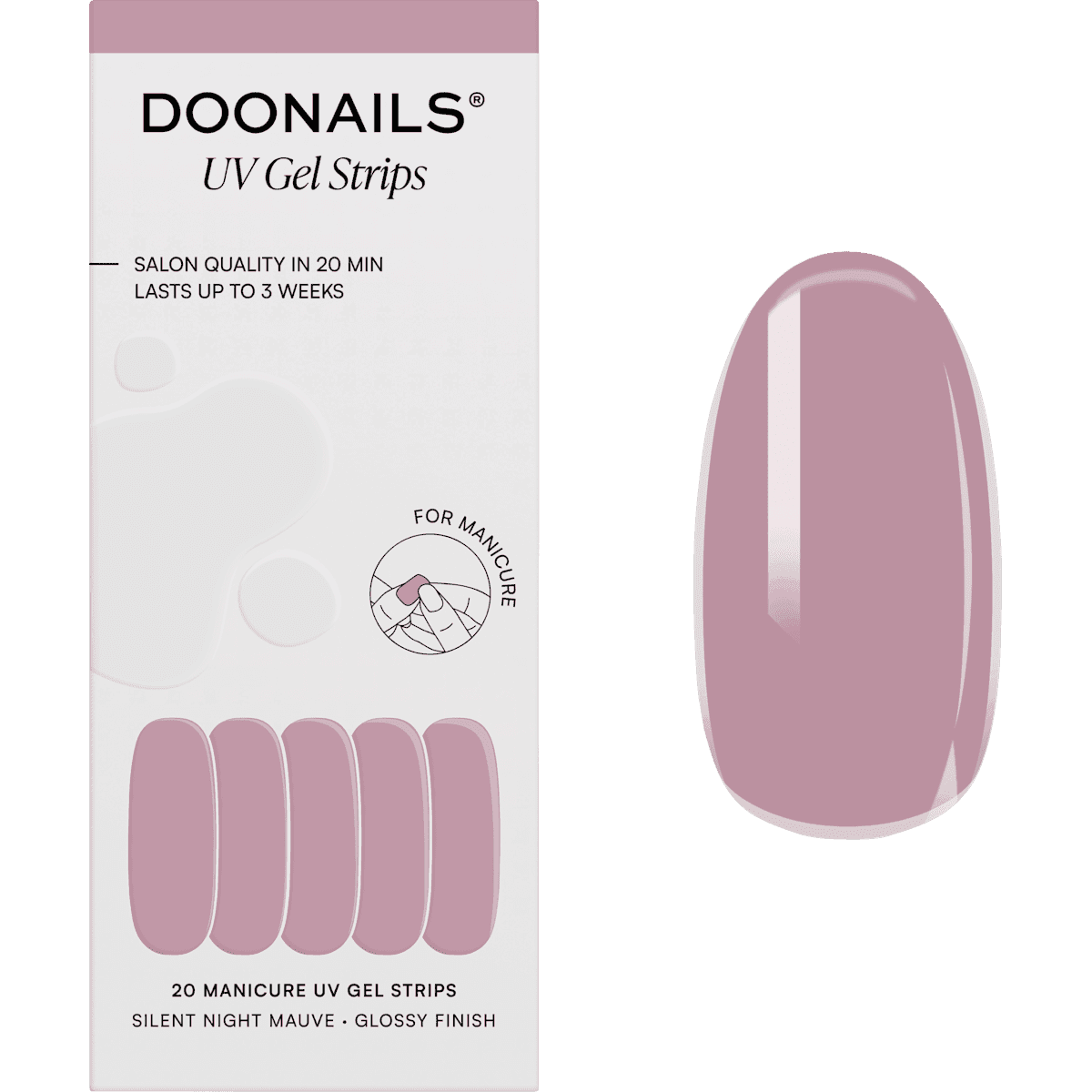 Doonails UV Gel Stickers ongles, Gel Strips Silent Night Mauve, 20 pièces — produit allemand authentique au Maroc
