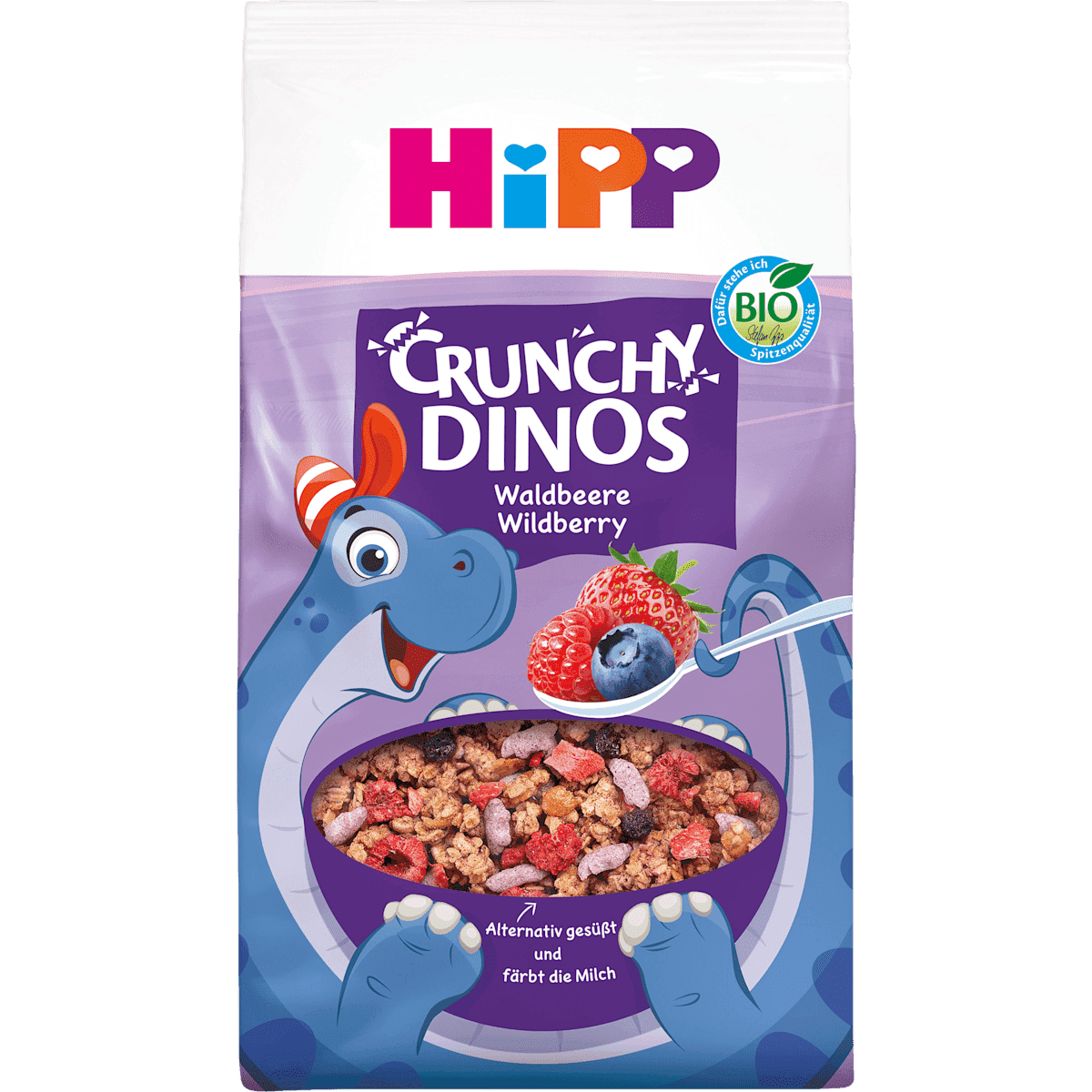 HiPP Muesli enfant Crunchy Dinos Waldbeere, dès 3 ans, 300 g (HiPP Kindermüsli Crunchy Dinos Waldbeere, ab 3 Jahren, 300 g) — منتج ألماني أصلي في المغرب