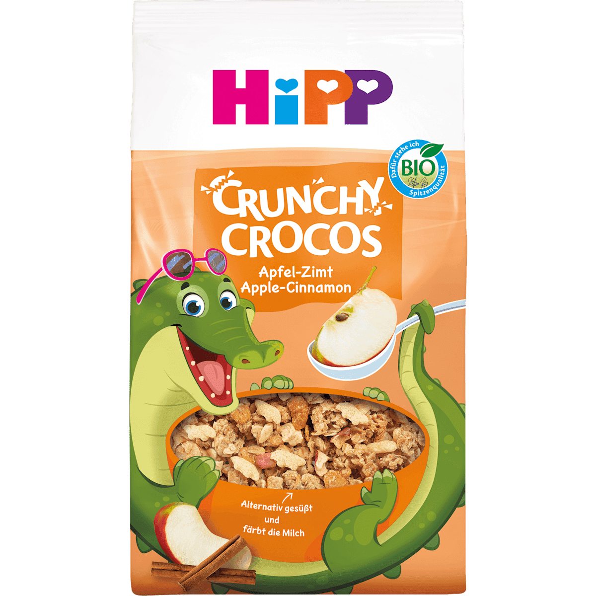HiPP Muesli enfant Crunchy Crocos pomme cannelle, 300 g (HiPP Kindermüsli Crunchy Crocos Apfel Zimt, 300 g) — منتج ألماني أصلي في المغرب